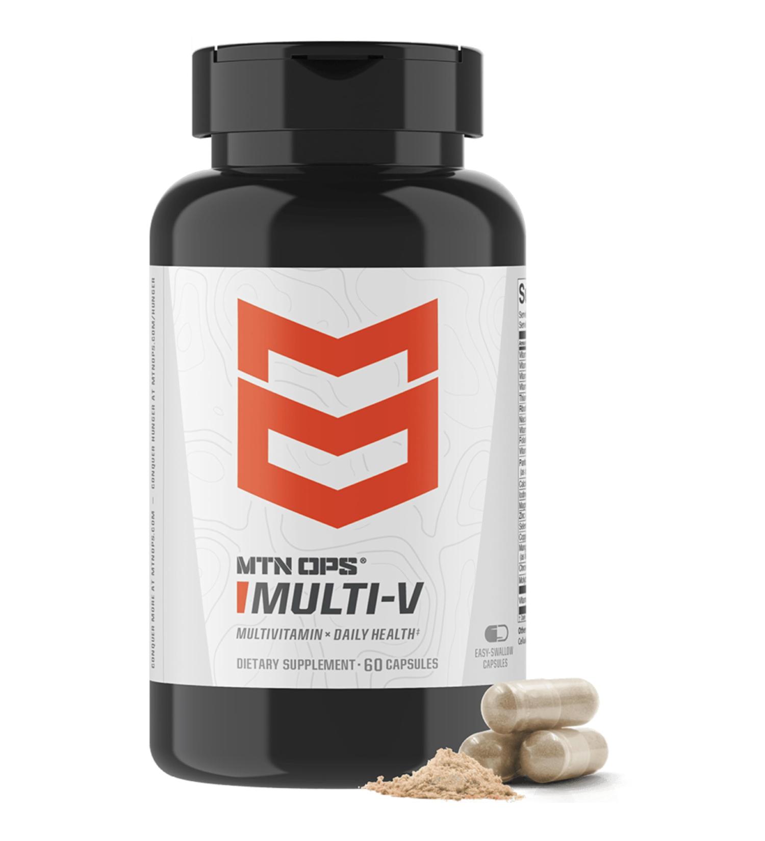 MTN OPS Multi-V Multivitamin Capsules New Gender Neutral Formula for Men and Women Daily Multivitamin Supplement Immune Support Energy Focus Wellness 90 Capsules Made in USA Multi-V Capsules - Gender Neutral - Buy Online on GoSupps.com