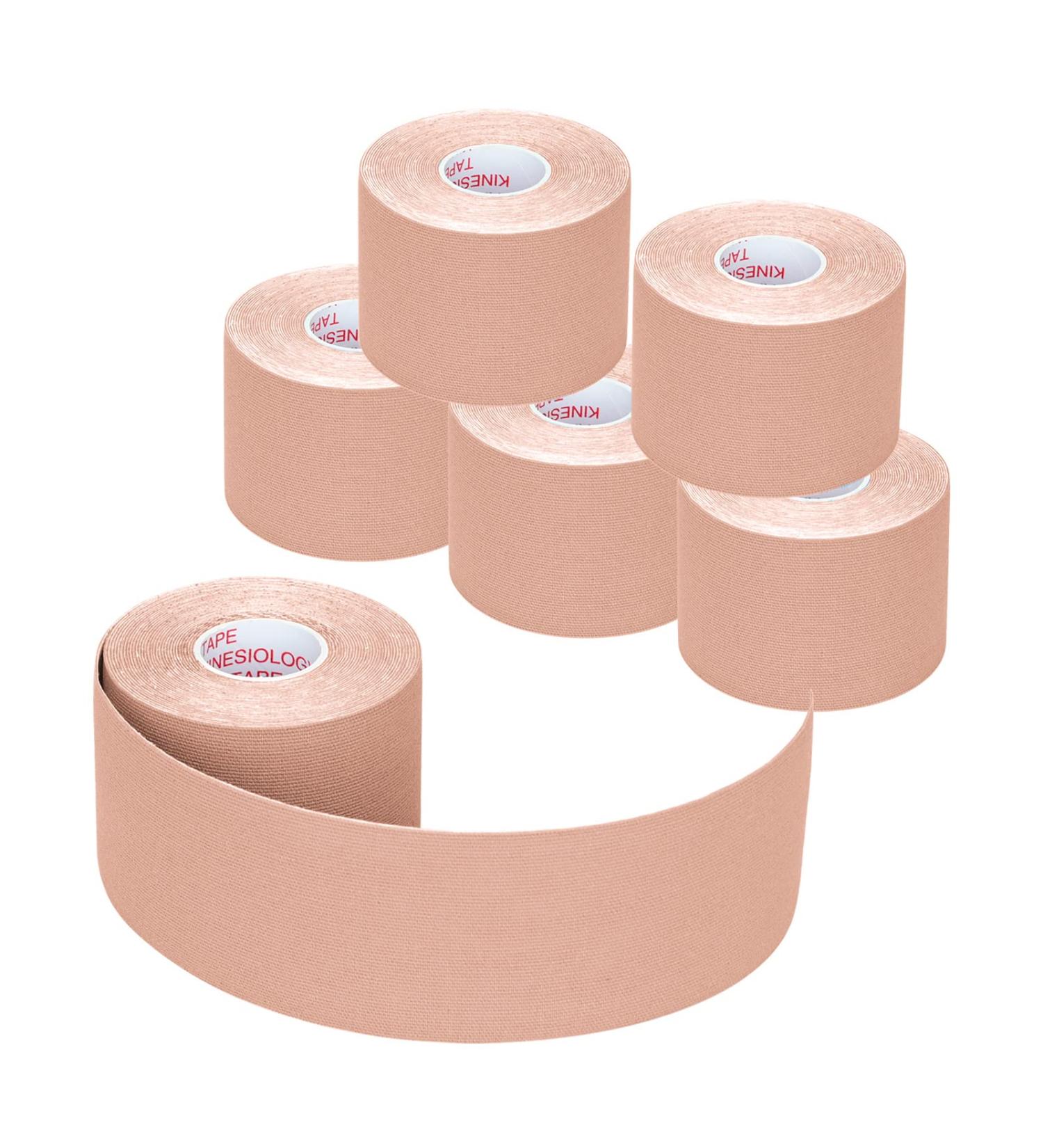 Kinesiology Tape - 6 Rolls Set Lychee Elastic Therapeutic Sports Tape for Shoulder Knee Elbow Pain Relief Latex Free Water Resistant Breathable 2" x 16.4 feet Per Roll (Beige) - Buy Online on GoSupps.com