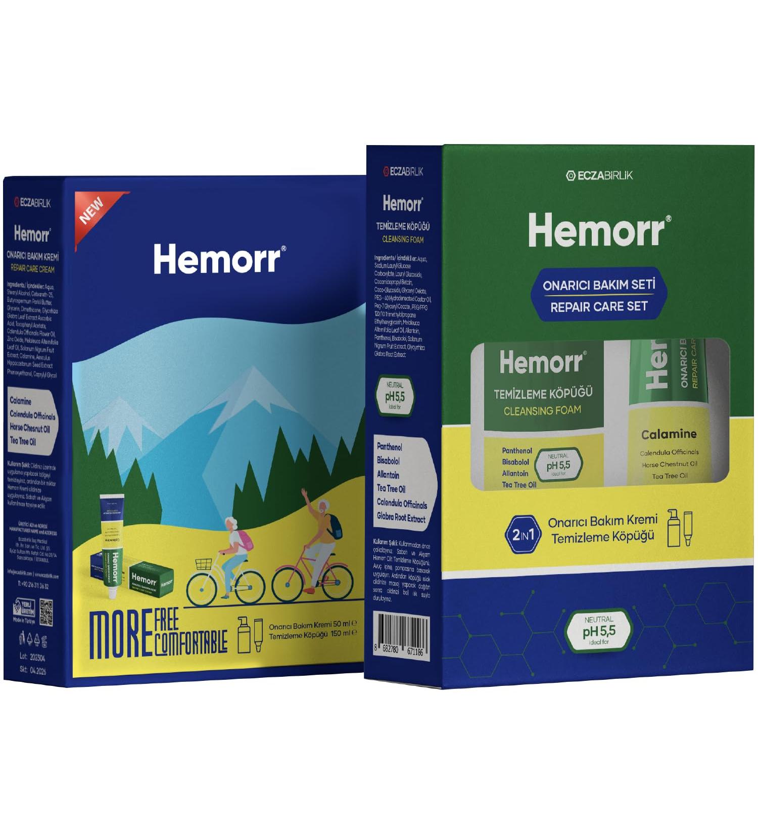 Hemorr Hemorrhoid Repair Care Set Soothing Cream & Cleansing Foam with Horse Chestnut Calendula Oil Zinc Oxide & Tea Tree Oil Fast Relief for Pain Swelling Itching & Irritation - Buy Online on GoSupps.com
