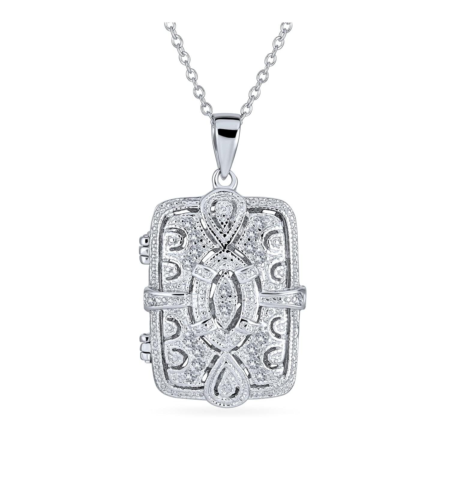 Personalized Victorian Style Perfume Diffuser Necklace - 14K Gold Plated .925 Sterling Silver Locket Pendant for Women - Buy Online on GoSupps.com