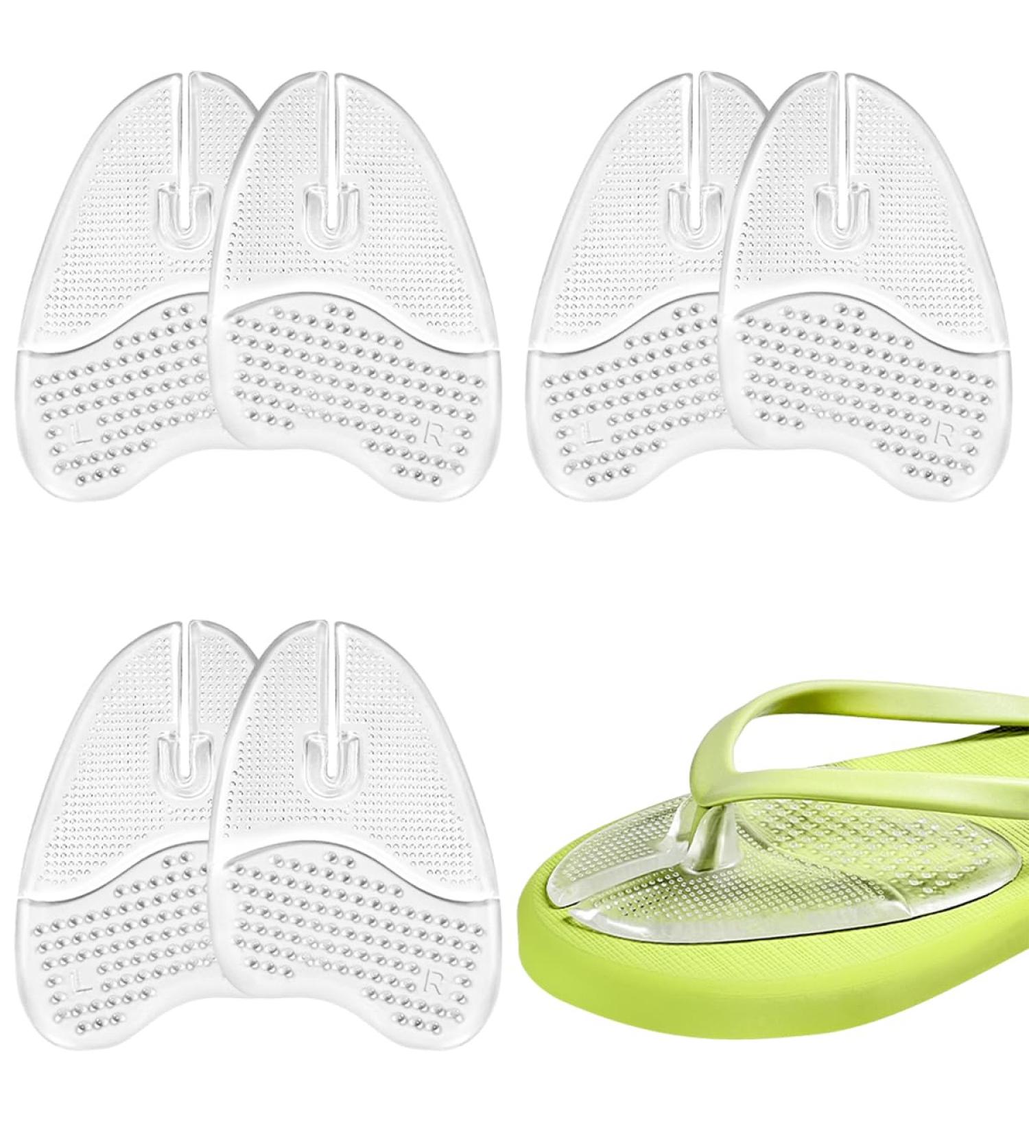 Gel Metatarsal Pads & Thong Sandal Toe Protectors | Ball of Foot Cushions for Flip-Flops | Forefoot Pain Relief for Women & Men - 3 Pairs (Clear - Buy Online on GoSupps.com