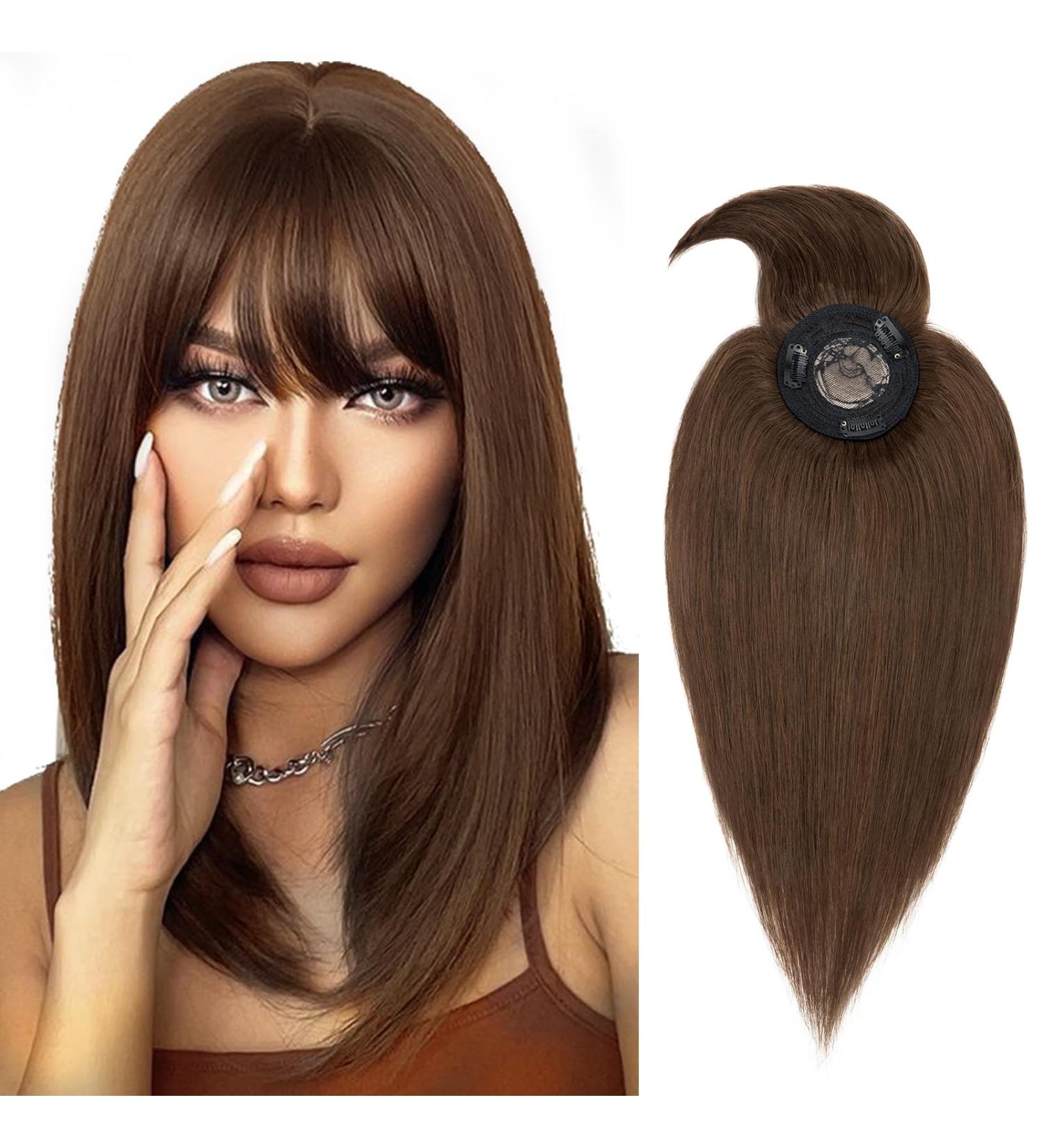 Clip-In Real Hair Extensions - 11cm Topper Ponytail 7A Quality 25cm Medium Brown (04#) Smooth Thickening Hair - Buy Online on GoSupps.com