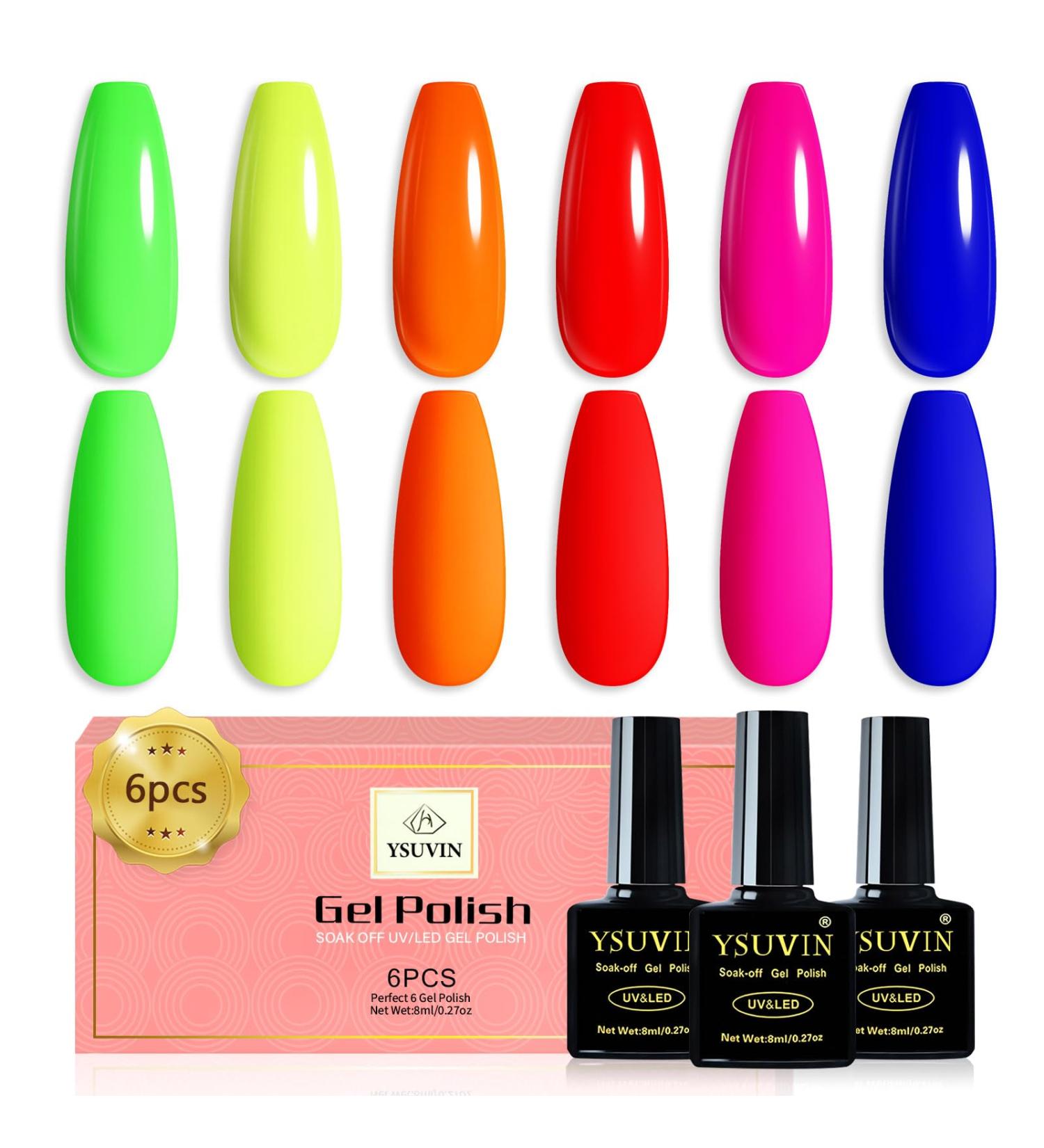 Yueshop Neon Rainbow Gel Nail Polish Kit - 6Pcs Set for Salon & Home DIY (8ML) - Buy Online on GoSupps.com