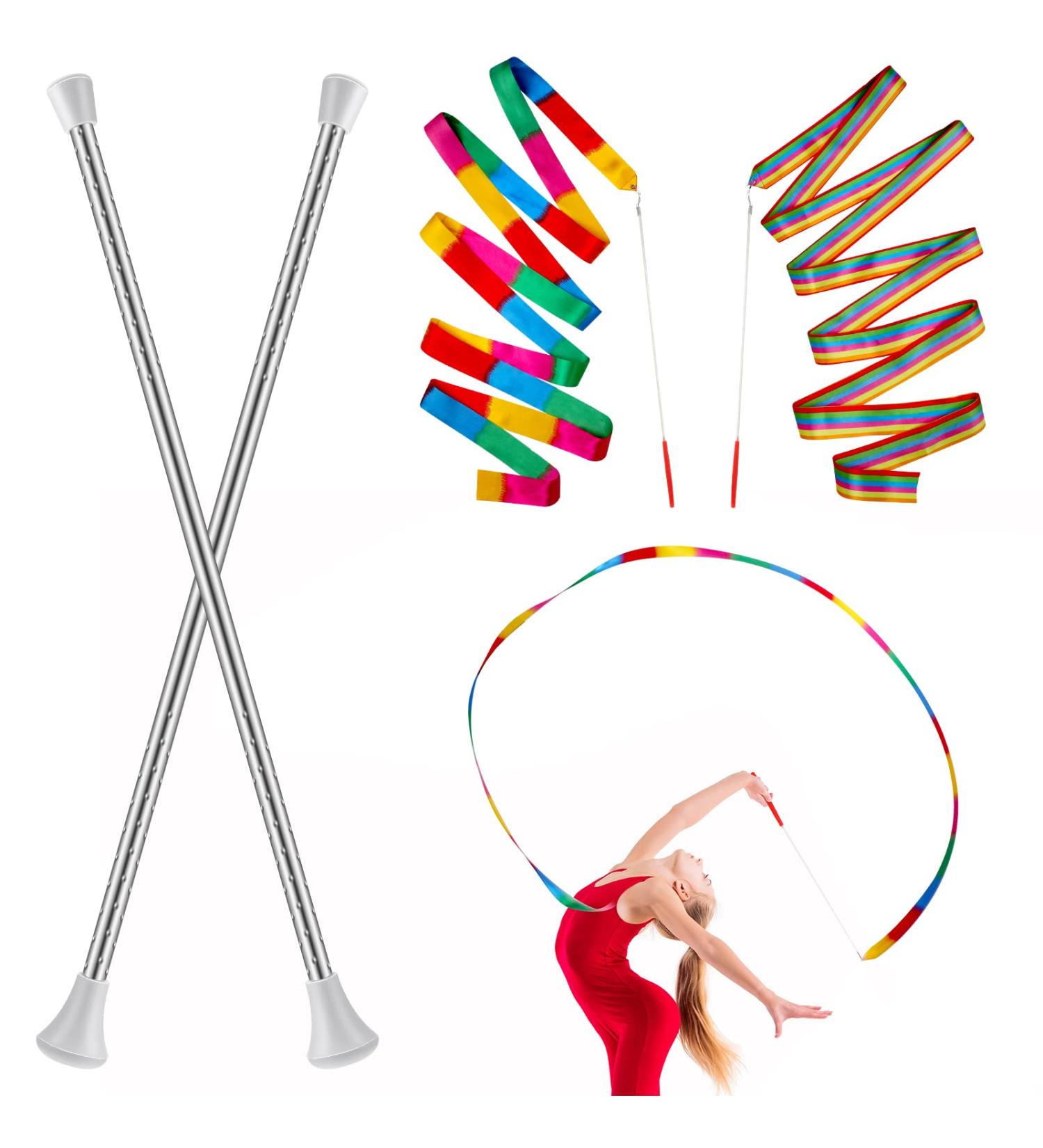 HYdren Dance Ribbons - Colorful Rainbow Streamers for Rhythmic Gymnastics (White) - Buy Online on GoSupps.com