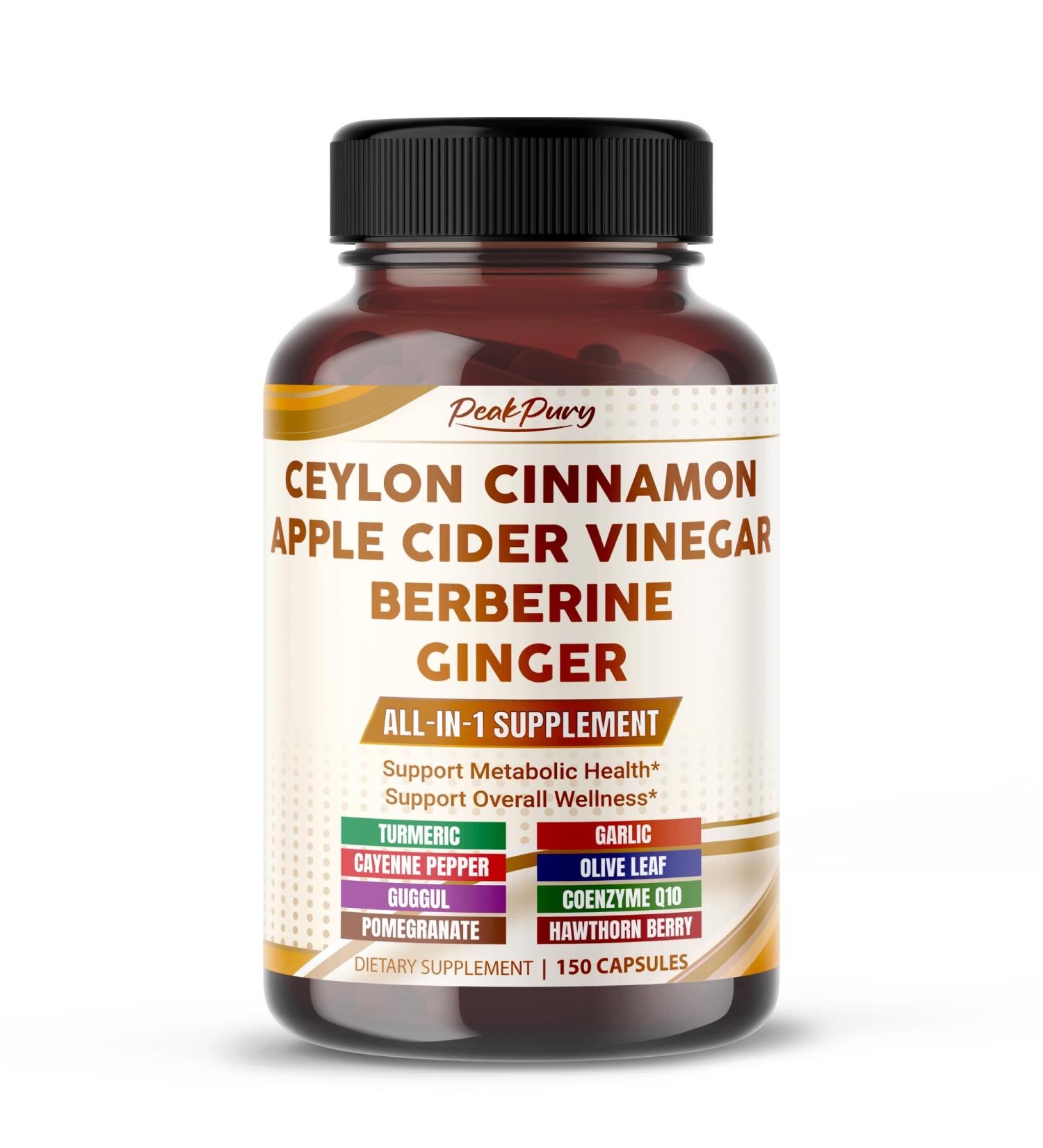 Ultra All-in-1 Ceylon Cinnamon Apple Cider Vinegar Berberine & Ginger Supports Metabolic Balance & Heart Wellness 150 Capsules 150 count (pack of 1) - Buy Online on GoSupps.com