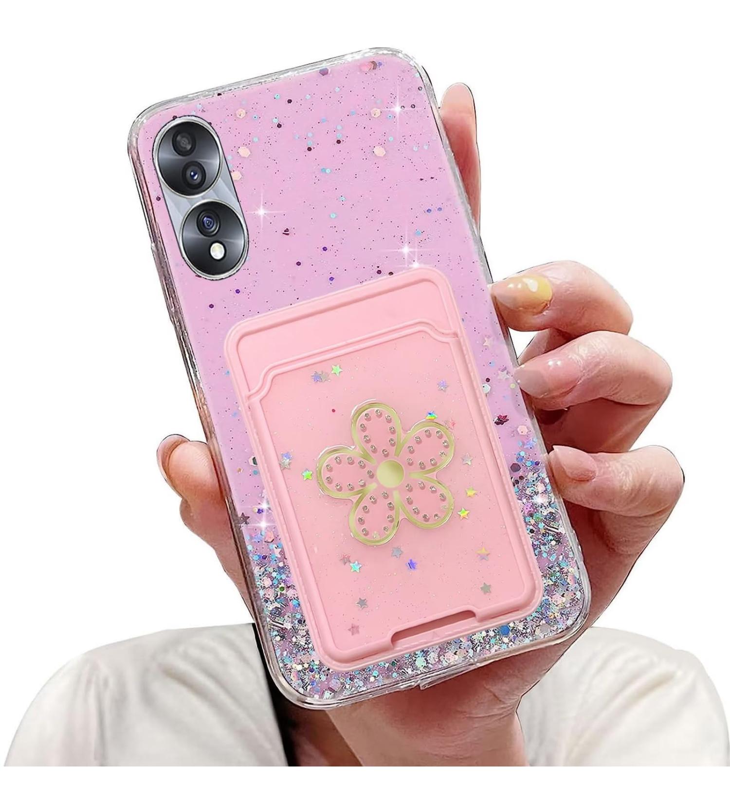 Tivenfezk Nadoli Silicone Sparkle Wallet Case for Honor 70 - Bling Glitter Pink TPU Protective Cover with Credit Card Holder & Scratch-Resistant Design - Buy Online on GoSupps.com