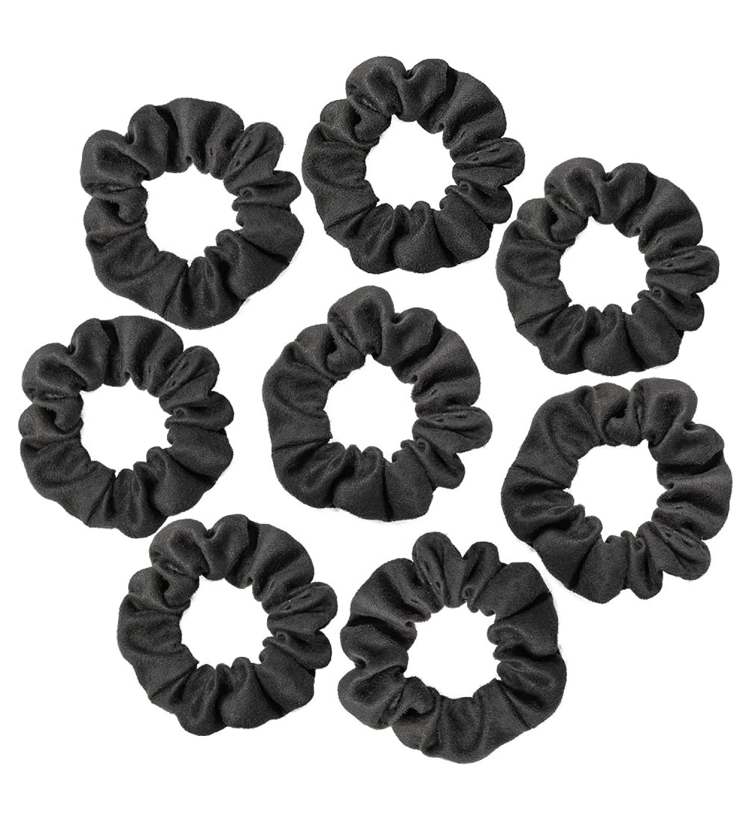 Minihope Faux Suede Scrunchies for Hair - 8 Pack Narrow Size Black Hair Accessories for Women and Girls - Buy Online on GoSupps.com