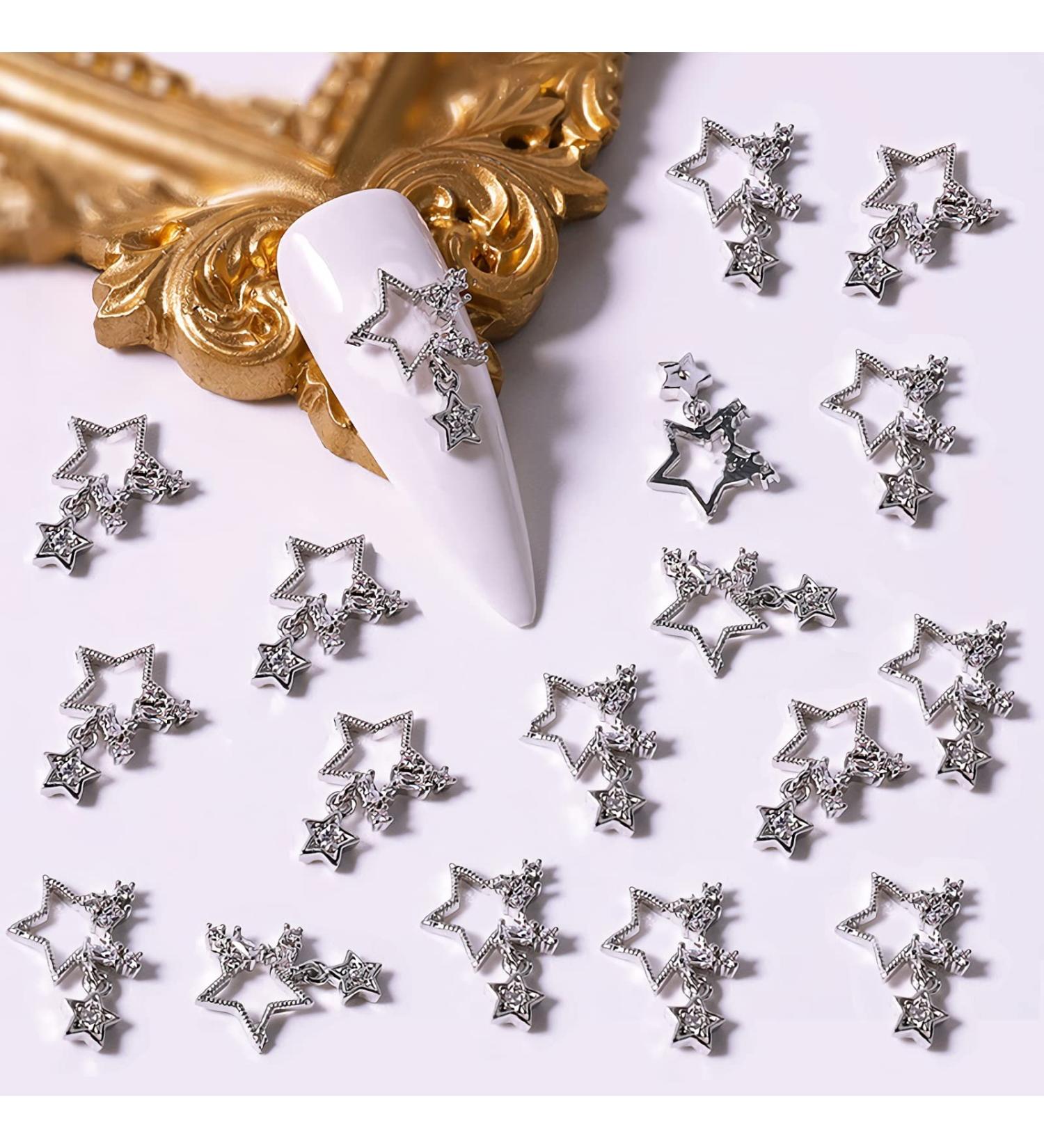 20PCS Silver Star Nail Charms | 3D Alloy Nail Gems for Women DIY Nails Decoration - Buy Online on GoSupps.com