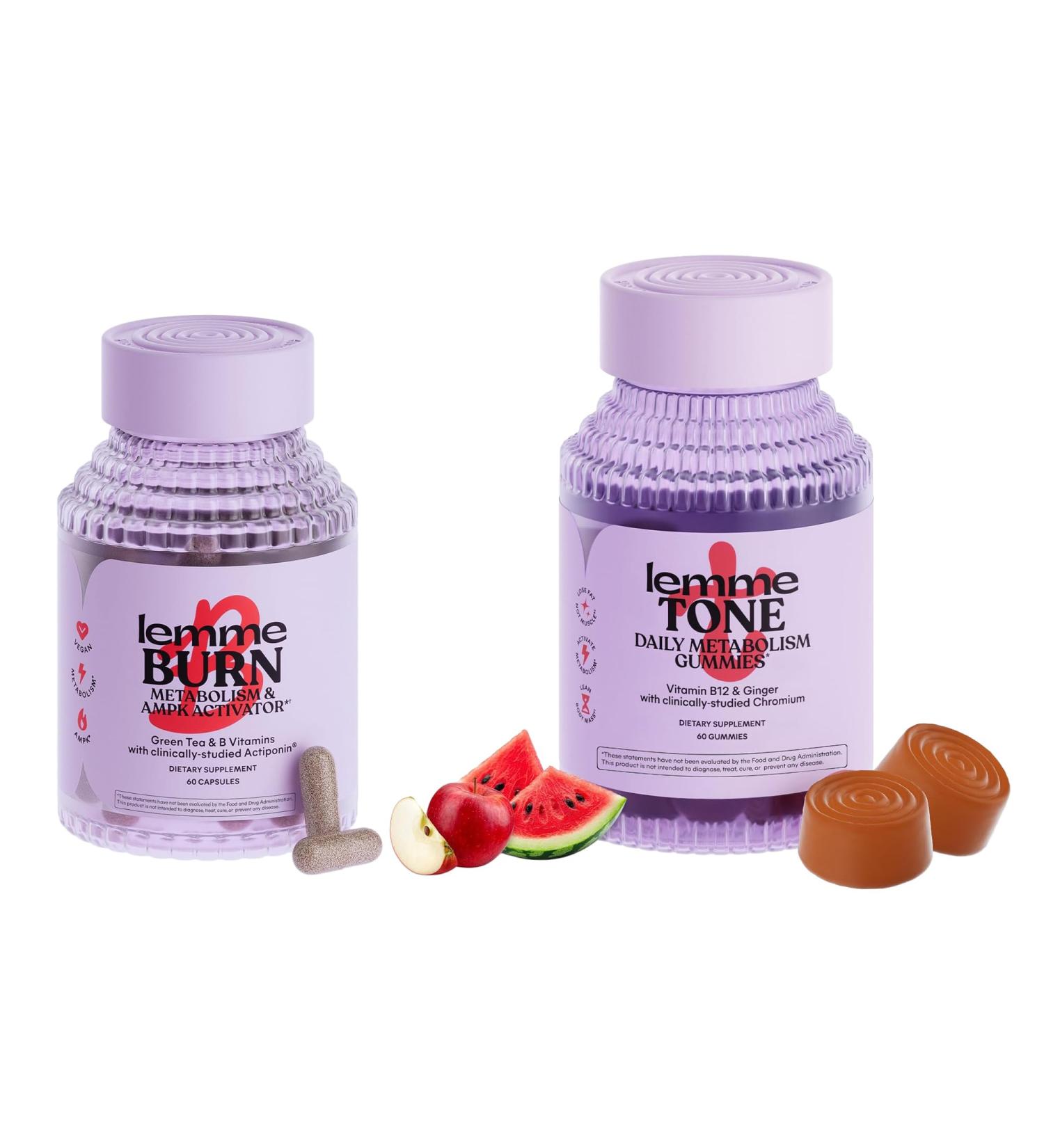 Lemme Daily Sculpt Bundle - Burn Capsules & Tone Gummies Promote Lean Body Mass for Men & Women (60 ct Each) - Buy Online on GoSupps.com