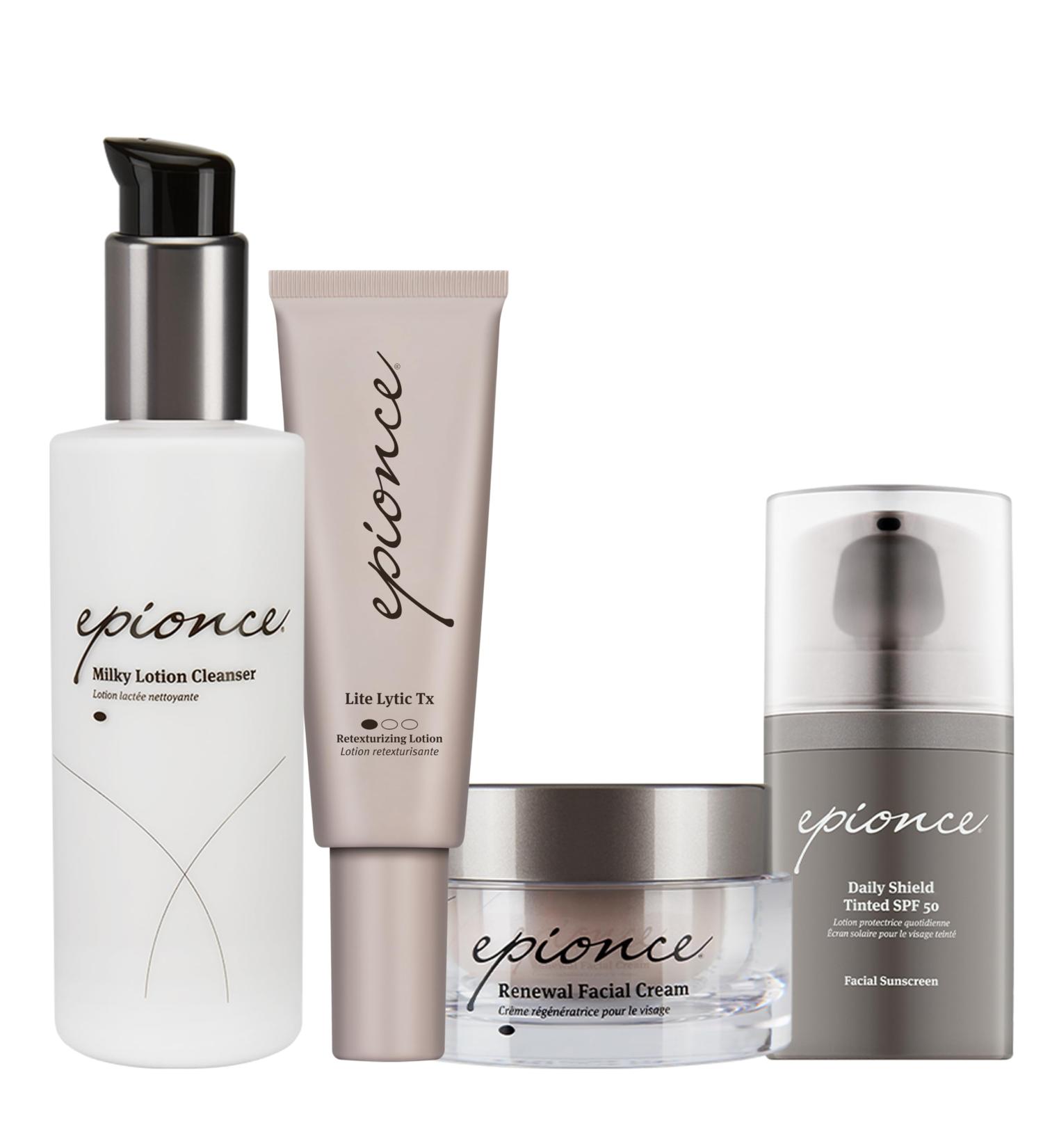 Epionce Dry Sensitive & Normal Skin Routine with Cleanser Serum Moisturizer & Tinted SPF - Buy Online on GoSupps.com