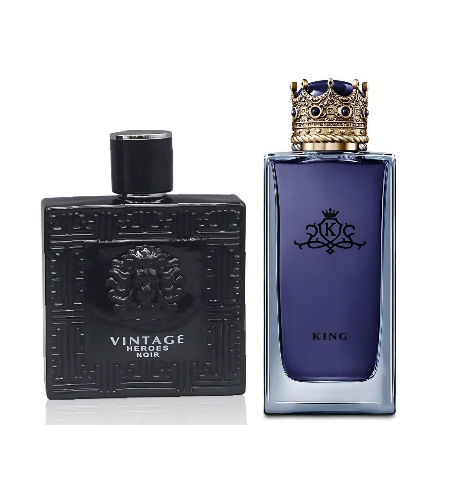 Vintage Heroes Noir&King Combo Cologne for Men/Eau de Parfum Natural Spray Top Notes of Green Apple and Lemon Middle Notes of Tonka Bean Base Notes of Geranium- Natural Spray 100ML - Buy Online on GoSupps.com