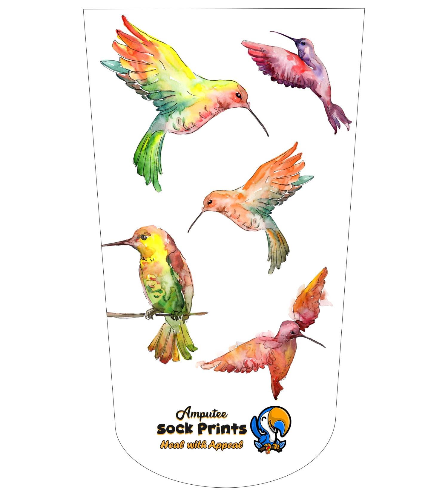 Heal with Appeal Watercolor Hummingbirds Amputee Stump Sock V1 - 3Ply - Buy Online on GoSupps.com