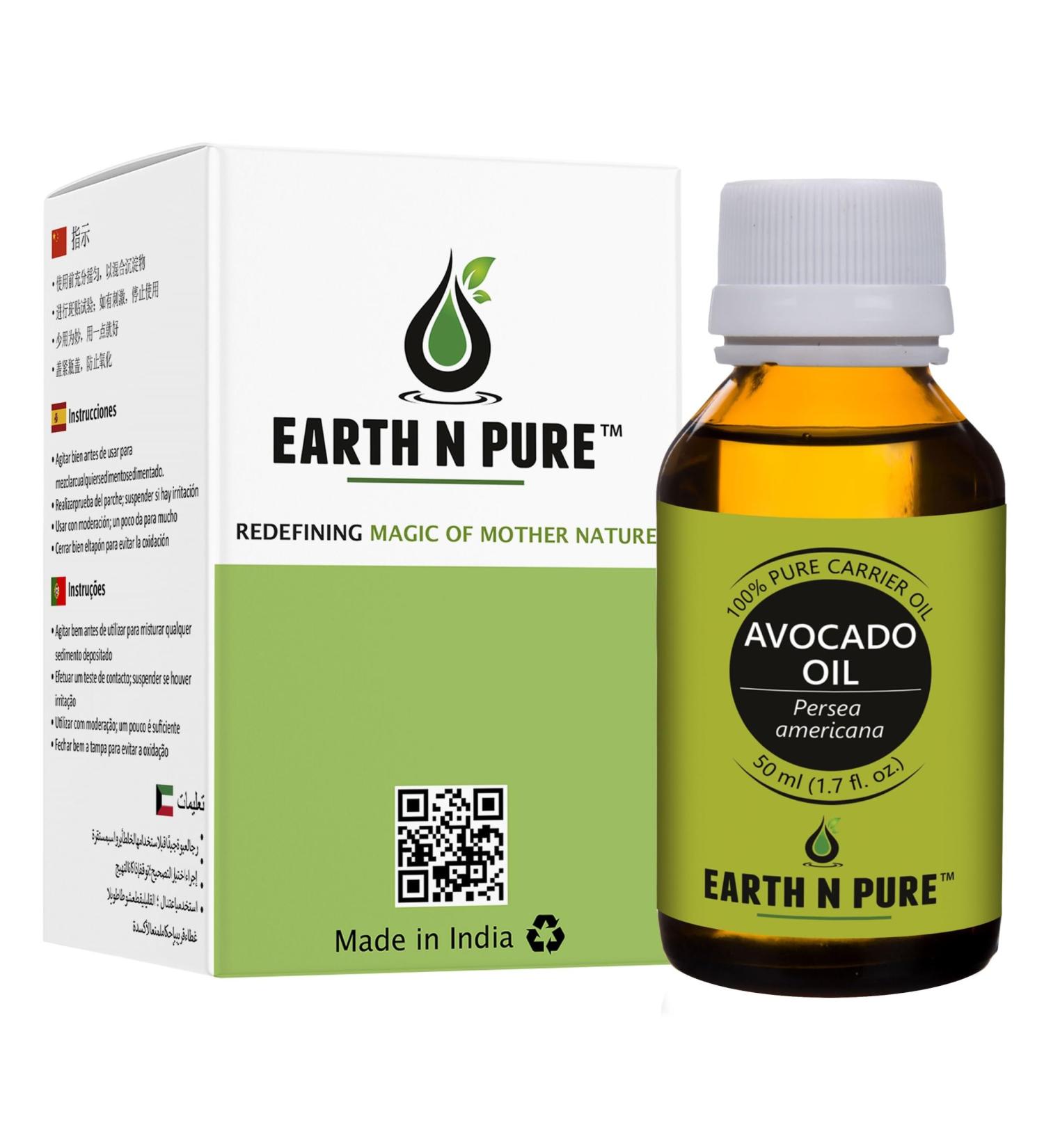Buy EARTH N PURE Cold Pressed Avocado Oil 50ml - Pure & Natural for Hair & Skin | International Shipping - Buy Online on GoSupps.com