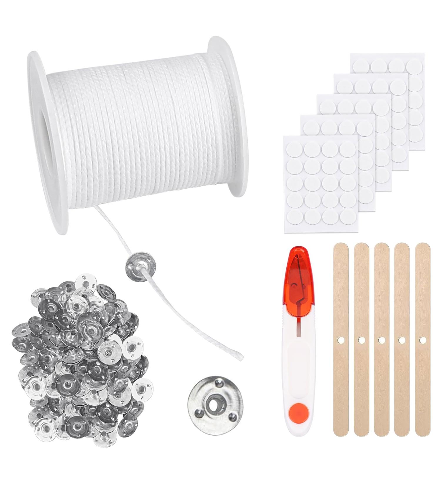 Allava 6100cm Candle Wicks - 100 Cotton Wickers & Stickers for DIY Smoke-Free Candles | Perfect for Fragrance & Oil Lamps - Buy Online on GoSupps.com