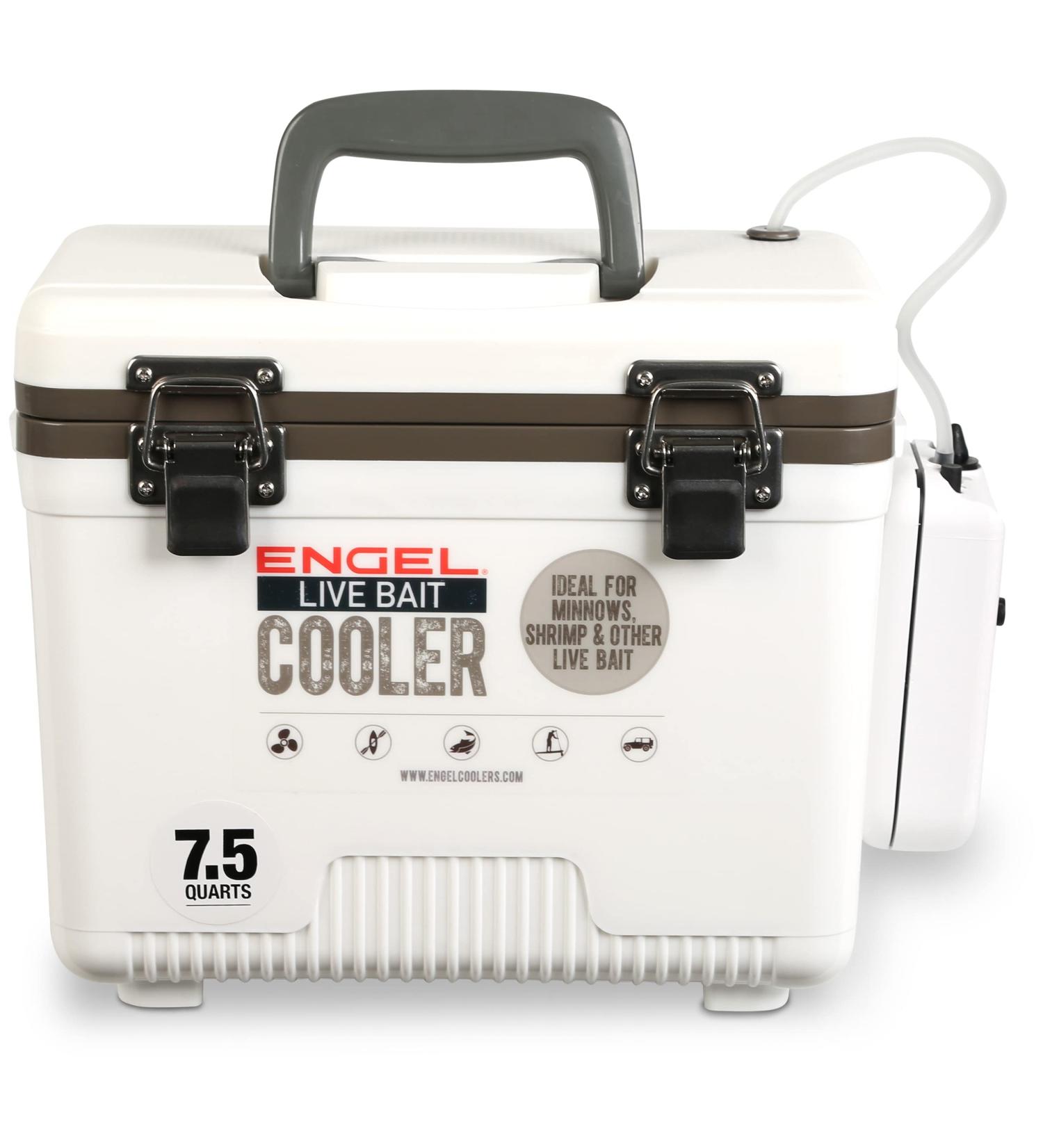 Engel 7.5qt Live Bait Cooler with 2nd Gen 2-Speed Portable Aerator Pump | Fishing Bait Station for Shrimp, Minnows, and Live Bait - Buy Online on GoSupps.com