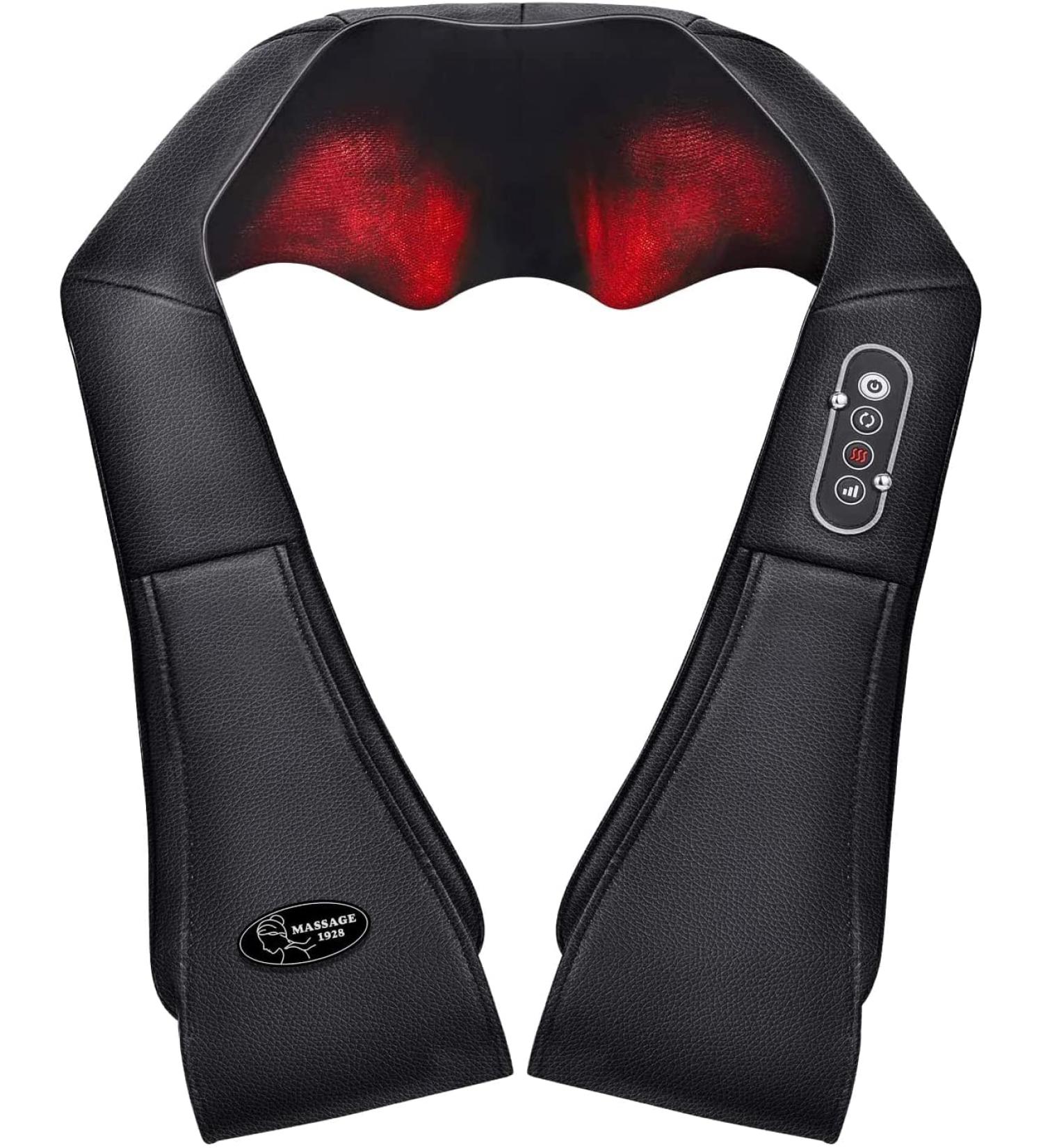 Shoulder & Neck Massager - 3D Shiatsu Back Massage Device with Heat for Ultimate Muscle Pain Relief - Black - Buy Online on GoSupps.com