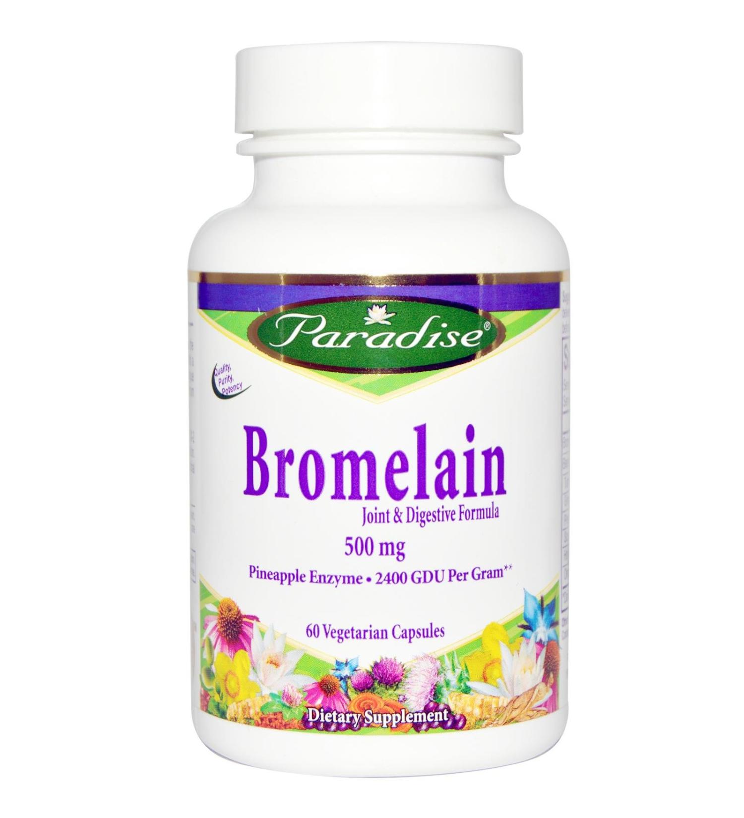 Paradise Herbs Bromelain Joint & Digestive Formula 500 mg 60 Vegetable Capsules