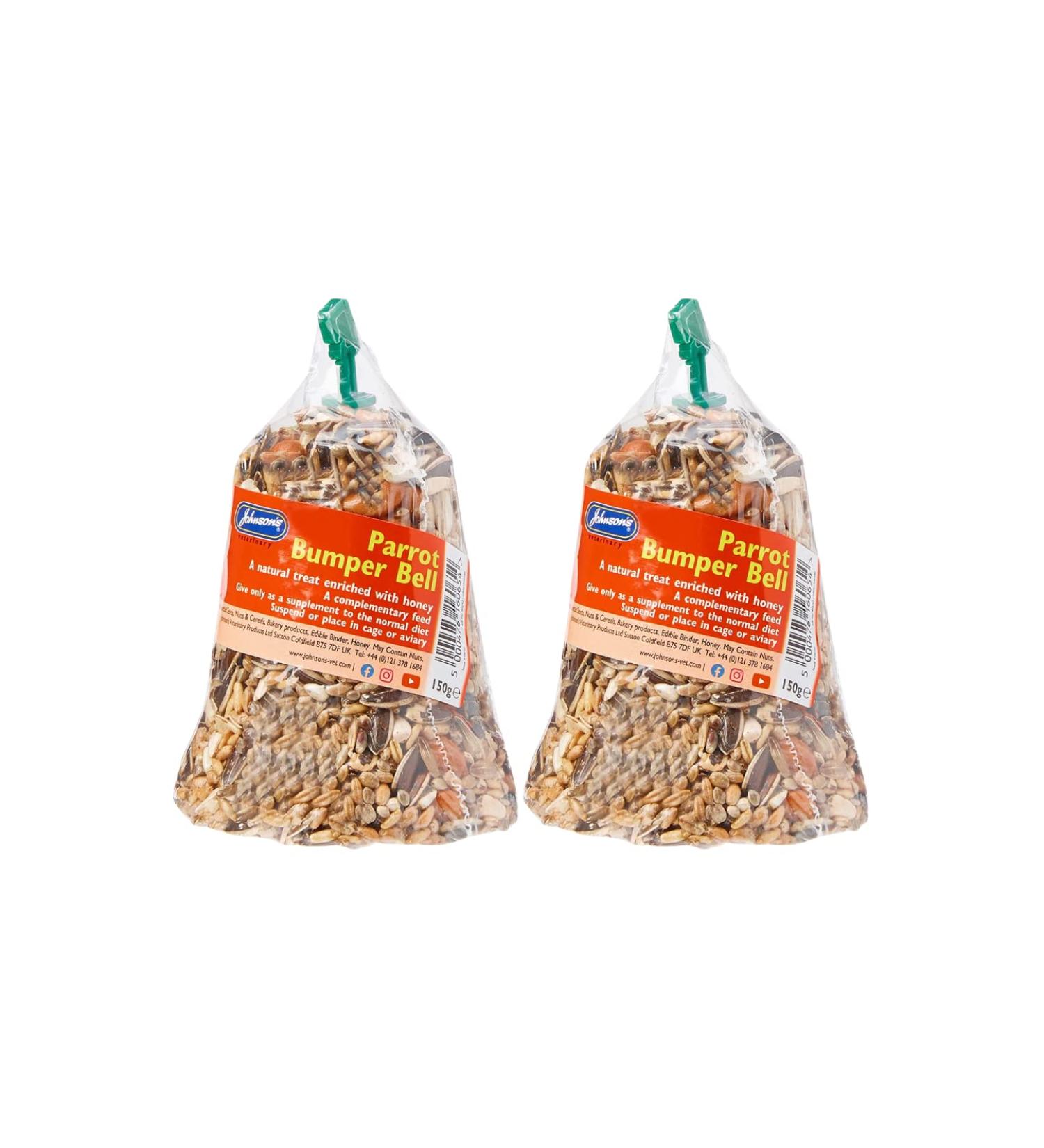 2 x Johnsons Vet Parrot Bumper Bell Treat 150 g The Ultimate Budgie Treat - Buy Online on GoSupps.com