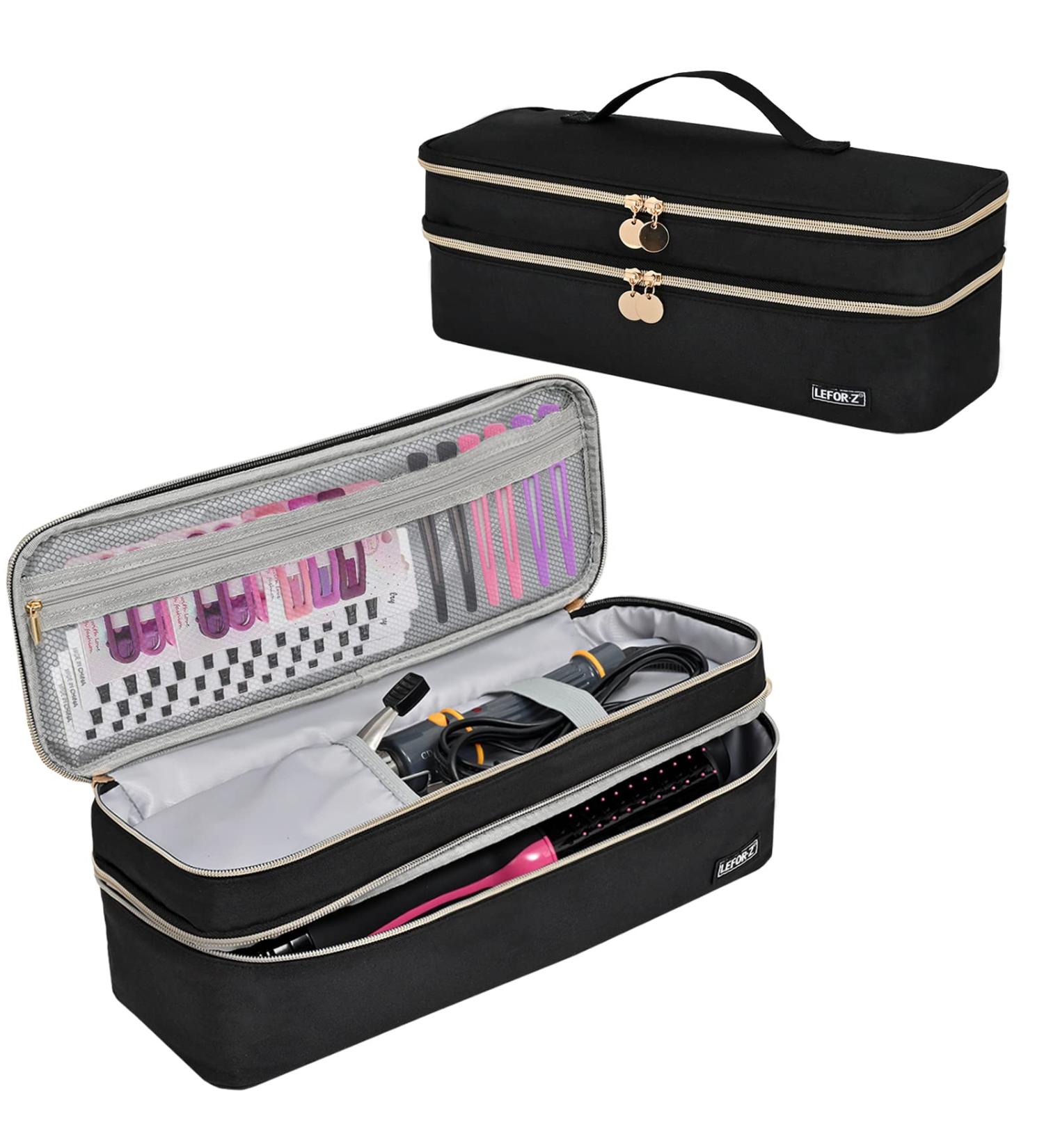 Double-Layer Travel Carrying Case for Revlon One-Step Hair Dryer Brush - Portable Storage Organizer Bag for Shark FlexStyle Attachment - Black (Bag Only) - Buy Online on GoSupps.com