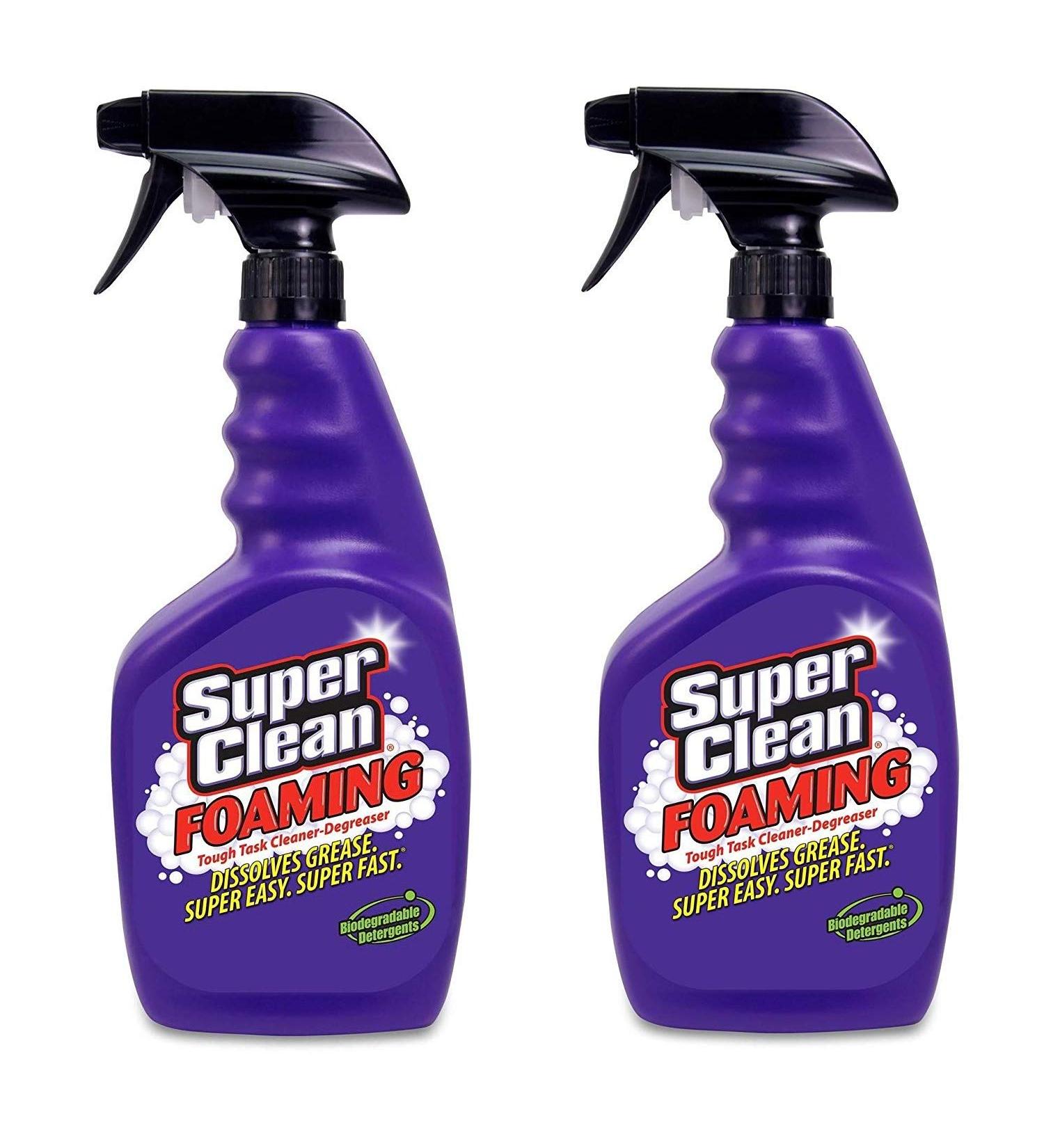 Super Clean Foaming Multi-Surface All Purpose Cleaner Degreaser Spray, Biodegradable, Full Concentrate, 32 Ounce, Pack of 2