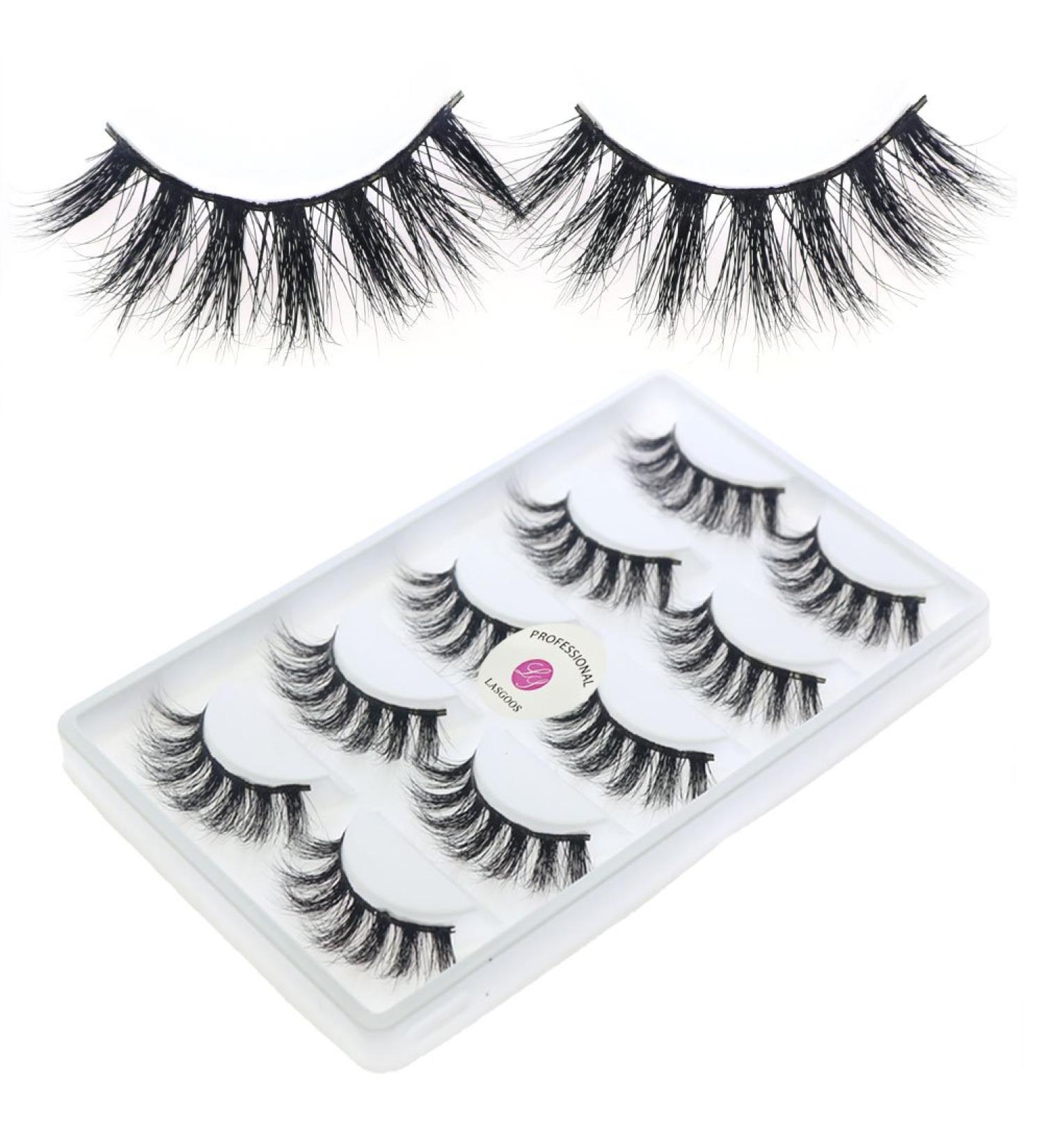 LASGOOS 5 Pairs 3D Real Mink False Eyelashes - 100% Siberian Mink Fur Luxurious Natural Look D108 - Buy Online on GoSupps.com