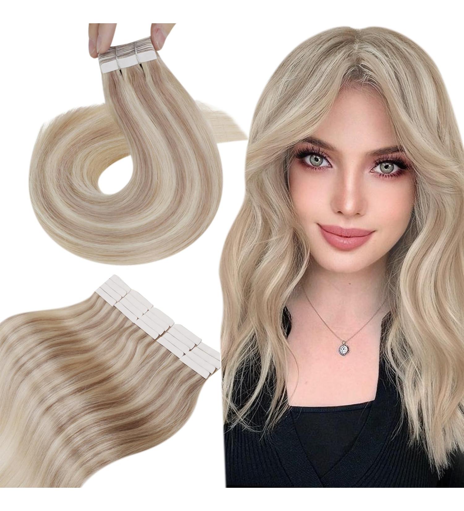 Hetto Tape Extensions - Real Hair Blonde Recovery Tape Remy Ash #18A/613 35cm 50g - Smooth & Seamless Tape-In Extensions - Buy Online on GoSupps.com