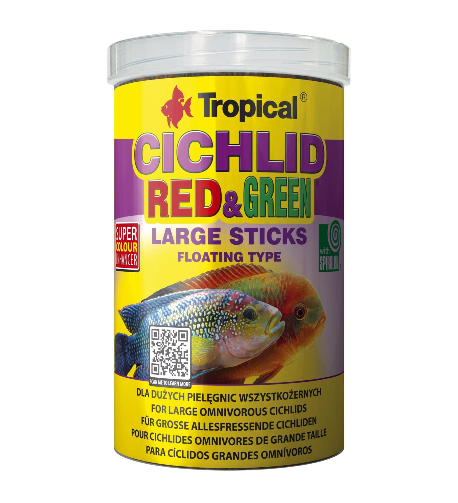 TROPICAL Cichlid Red&Green Large Sticks Aquarium Food 1000 ml