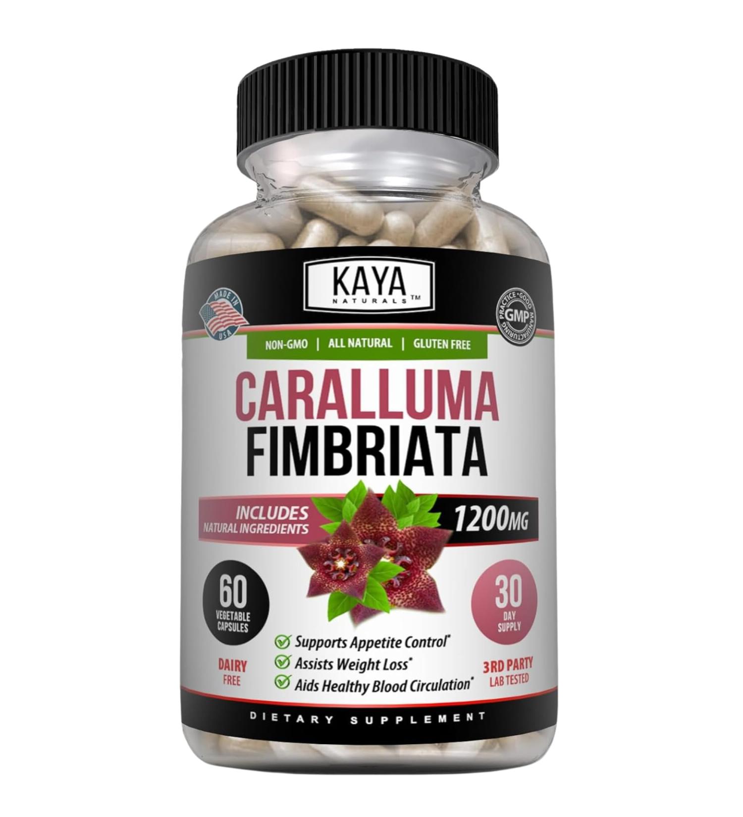 Kaya Naturals - Caralluma Fimbriata 1200mg High Potency Supplement | Maximum Strength Natural Endurance Support Vegetarian Capsules (60 Count) 60 Count (Pack of 1) - Buy Online on GoSupps.com
