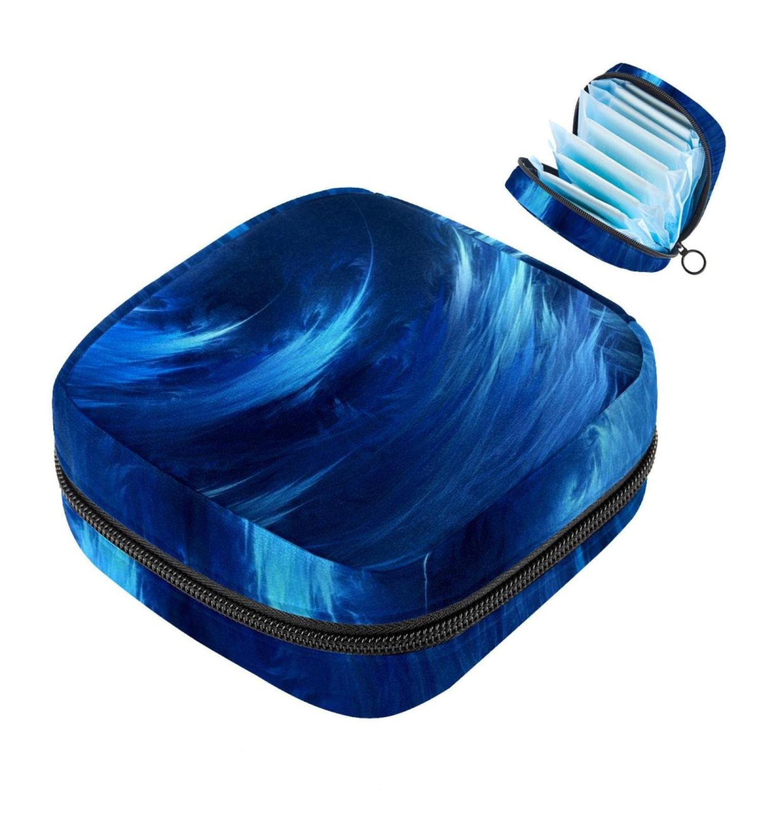 Spiral Wave Curl Digital Art Menstrual Pad Bag | Portable Sanitary Napkin Case for Teen Girls & Women - Buy Online on GoSupps.com