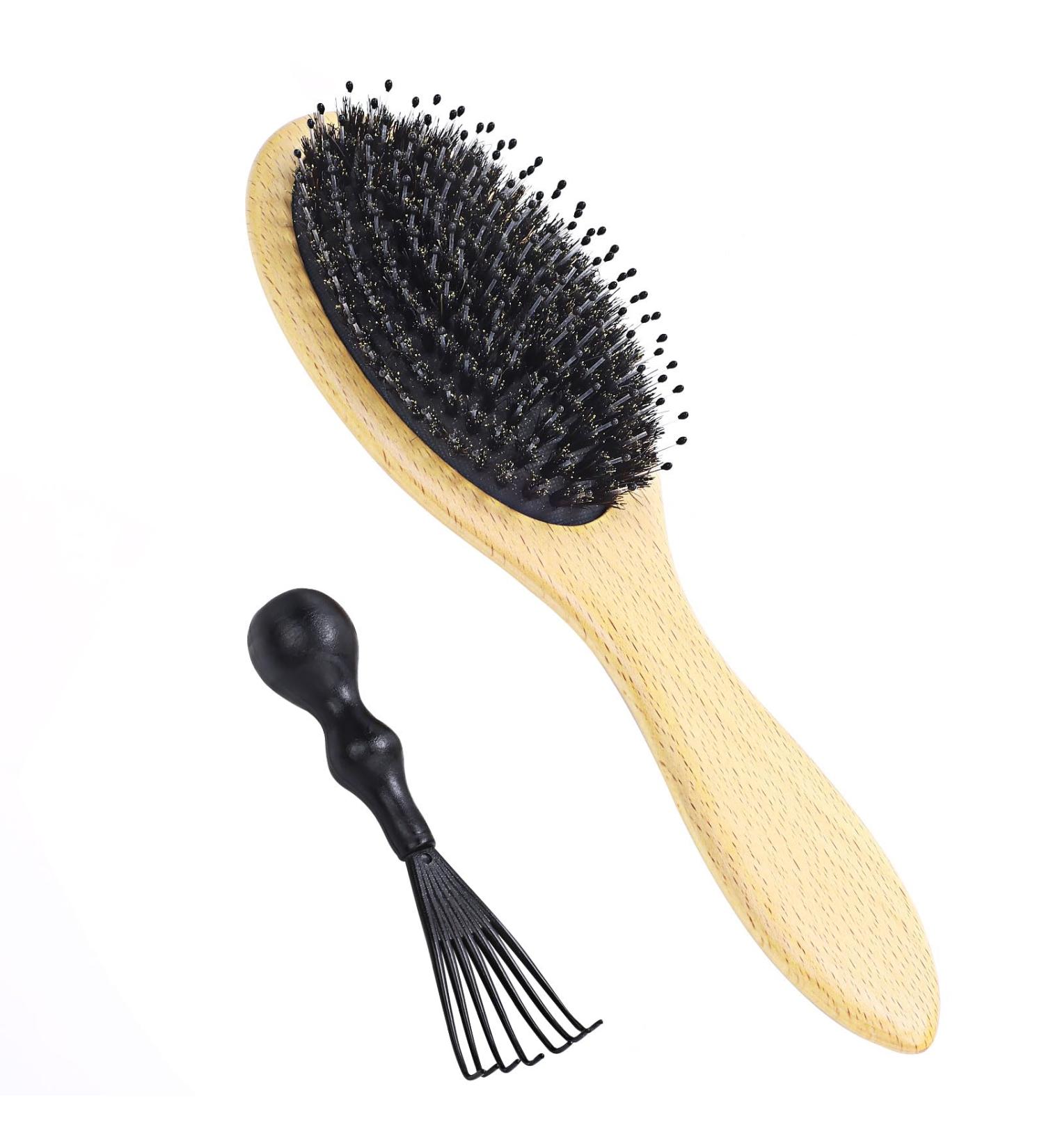 Buy Aisely Wooden Wild Boar Bristle Hairbrush for Curly Hair - Scalp Massage Brush & Cleaning Tool - No Tugging! - Buy Online on GoSupps.com