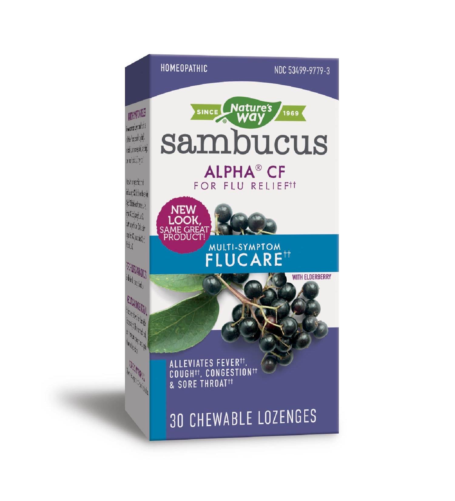Nature's Way Sambucus FluCare - Elderberry Multi-Symptom Relief Chewable Lozenges 30 Count - Buy Online on GoSupps.com