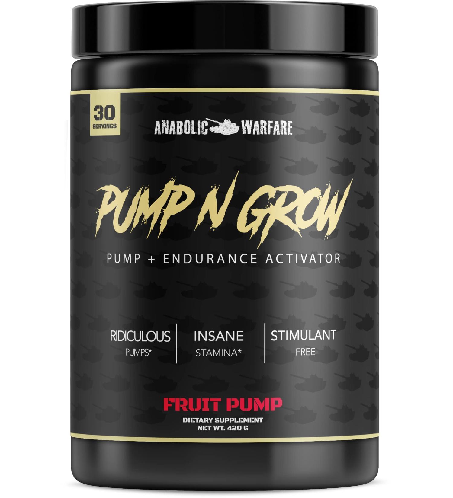 Pump-N-Grow Muscle Pump and Nitric Oxide Boosting Supplement - Caffeine Free Pre Workout with L-Citrulline, L-Arginine, Beta-Alanine - Fruit Punch Flavor - 30 Servings - Buy Online on GoSupps.com