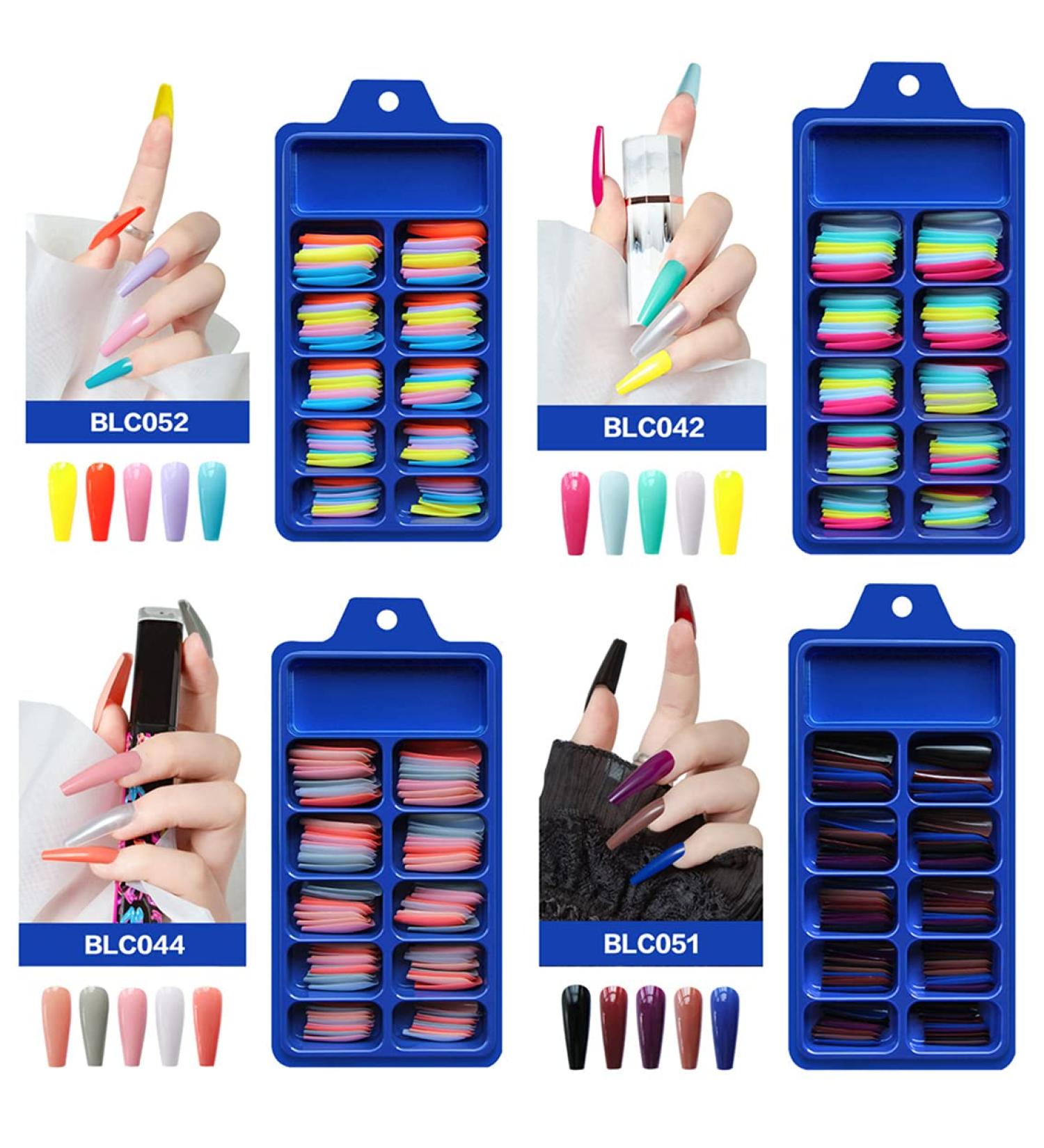 400 Extra Long Matt Coffin Fake Nails | Ballerina ABS Full Coverage Nail Tips for Women | Vibrant Colors | International Shipping - Buy Online on GoSupps.com