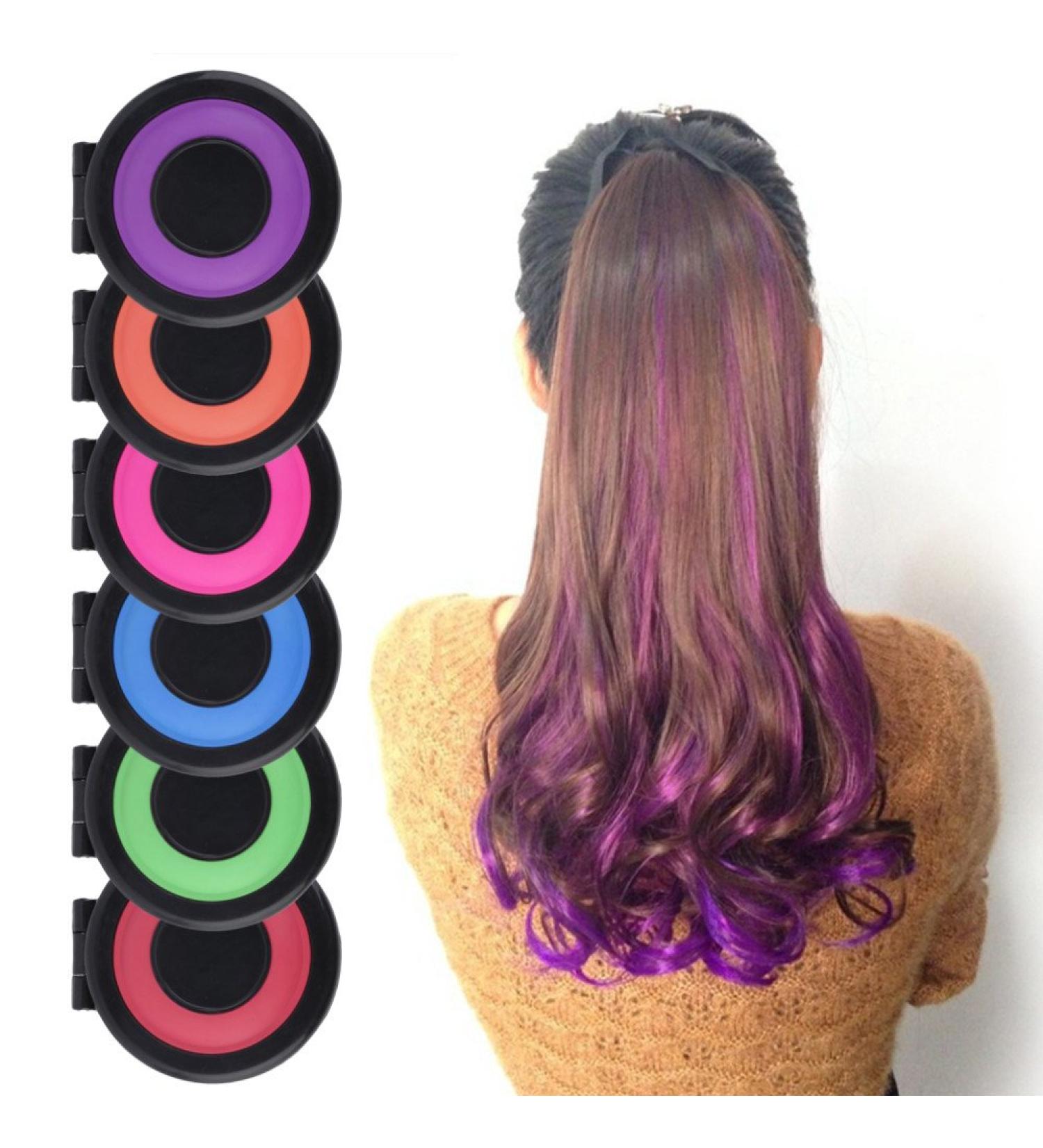 TEEROVA 6-colors Temporary Hair Dye Powder Cake Styling Hair Chalk Set Pastels Salon Kit - Buy Online on GoSupps.com