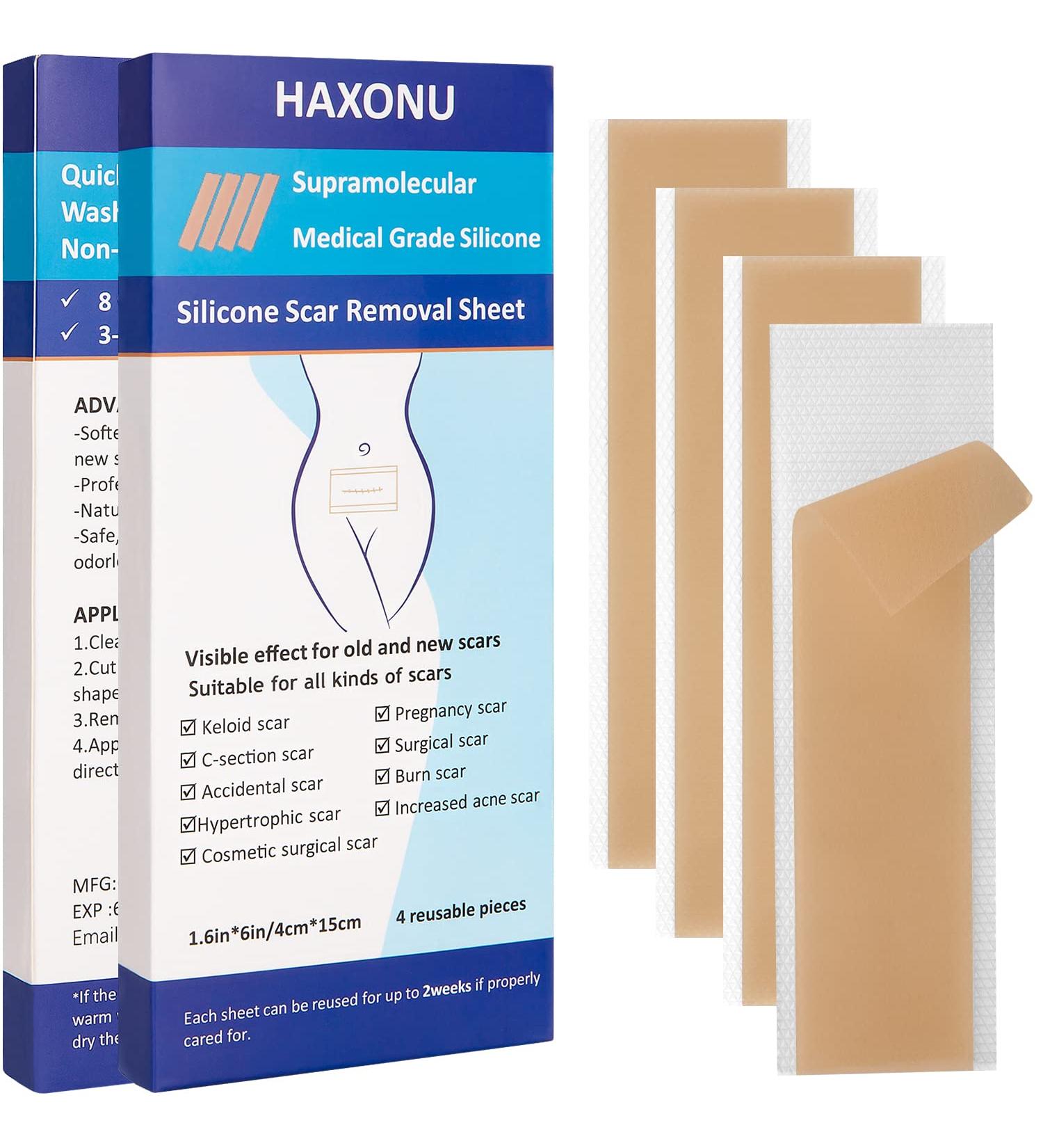 Silicone Scar Removal Sheets 1.6x6/4cm*15cm - Reusable & Washable Tape for C-Section, Surgery, Burn, Keloid, Acne - Professional Scar Patches for Old & New Scars - Buy Online on GoSupps.com