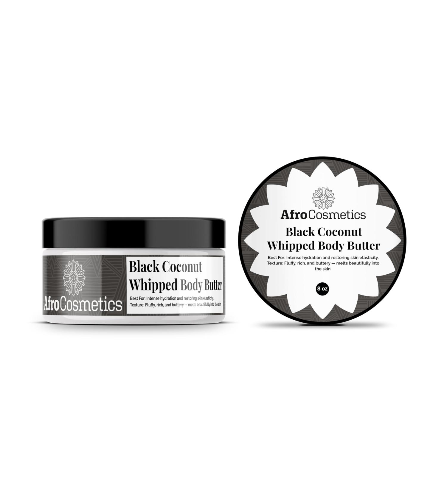 AFROCOSMETICS Black Cococnut Whipped Body Butter Hydrates and Nourish the Skin 8 oz