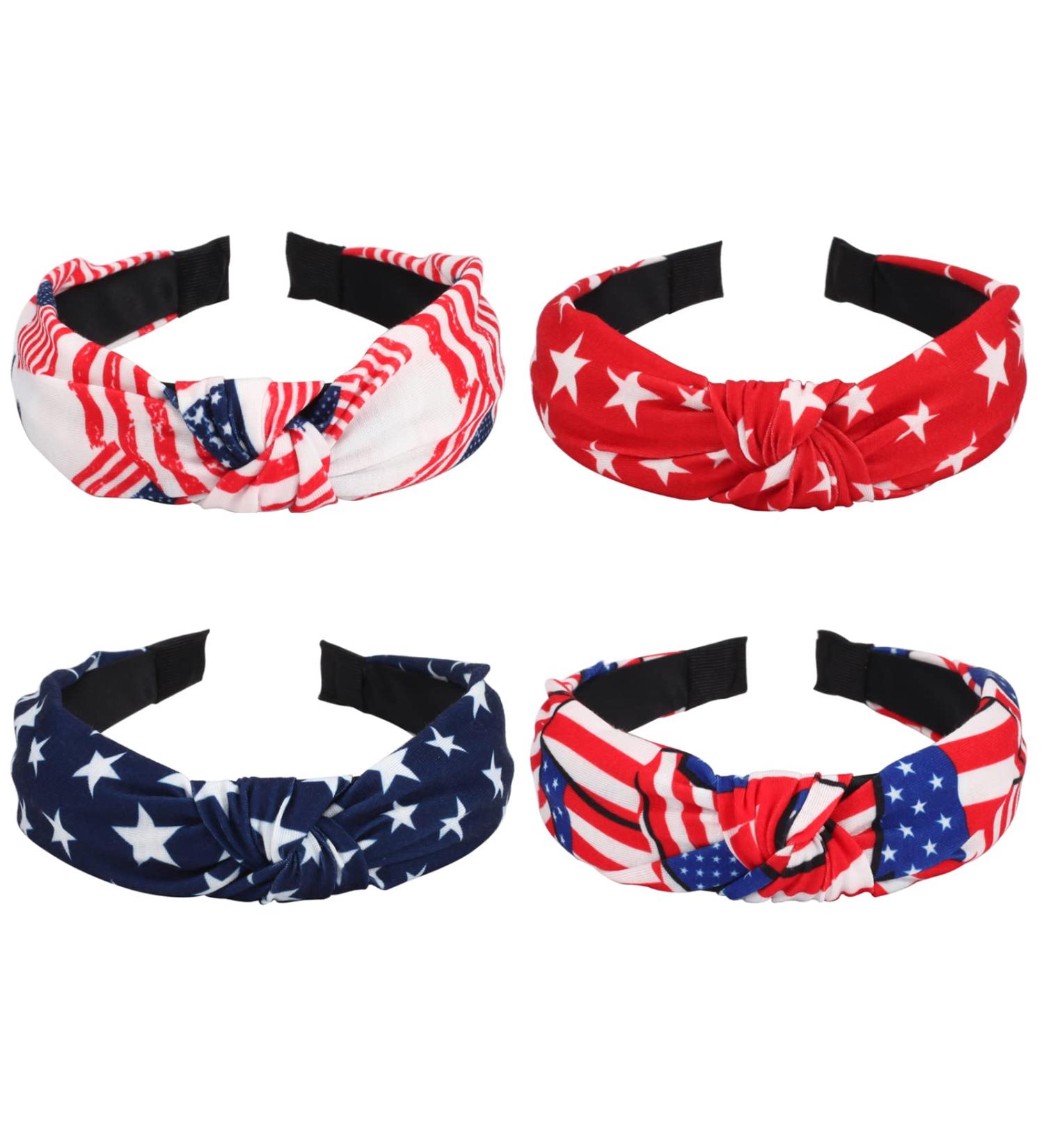 Budsmile American Flag Headbands - 4th of July Patriotic Bow Knotted Wide Headband Set - Buy Online on GoSupps.com