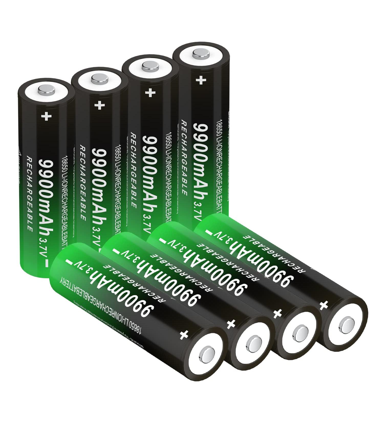 Buy 8 Pack Button Top 18650 Rechargeable Battery 9900mAh - High Capacity 3.7V for Headlamp & Flashlight | International Shipping - Buy Online on GoSupps.com