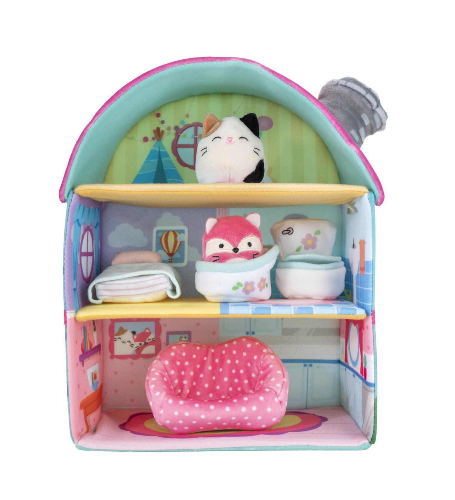 Squishville by Squishmallows SQM0049 Fifi's Cottage Townhouse with 2 Mini-Squishmallows and 4 Furniture Accessories - 3 Floors, Irresistibly Soft Plush Toys - Buy Online on GoSupps.com