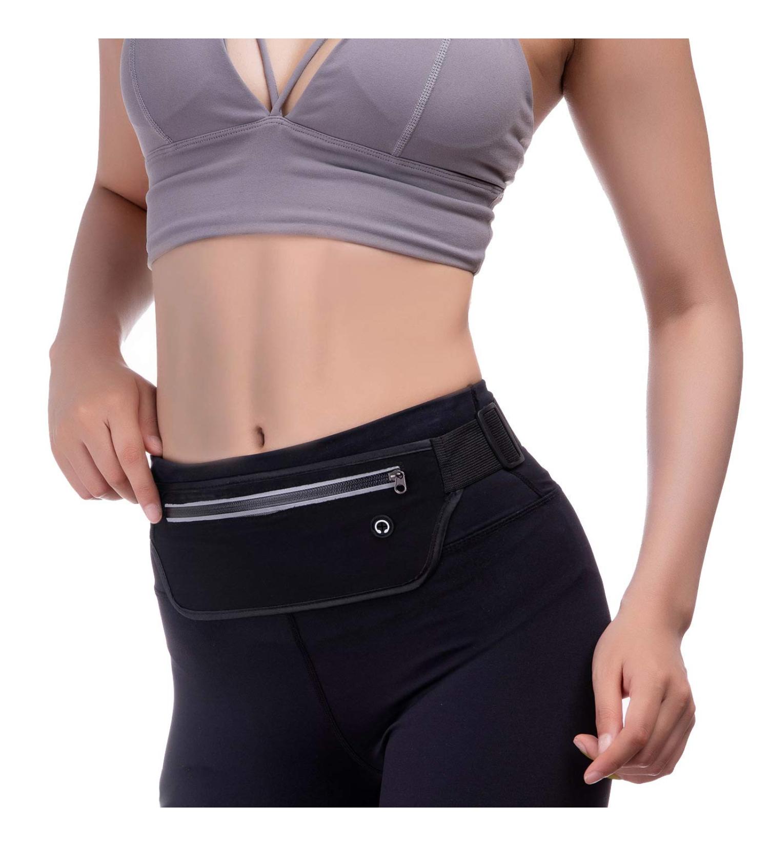 KEGE Reflective Running Belt Fanny Pack - Bounce Free, Water Resistant, Lightweight Waist Pack for Gym Phone Holder - Carbon Black - Buy Online on GoSupps.com