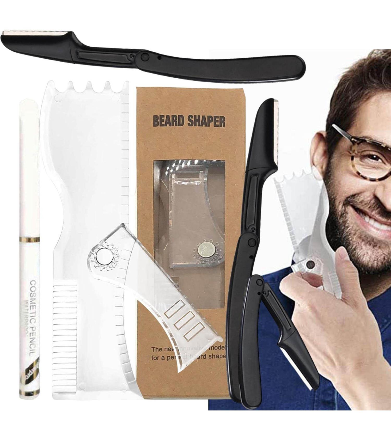 Buy Mustache Former & Beard Template Tool - Transparent Stencil for Men - Precision Beard Guide & Razor Combination - Buy Online on GoSupps.com