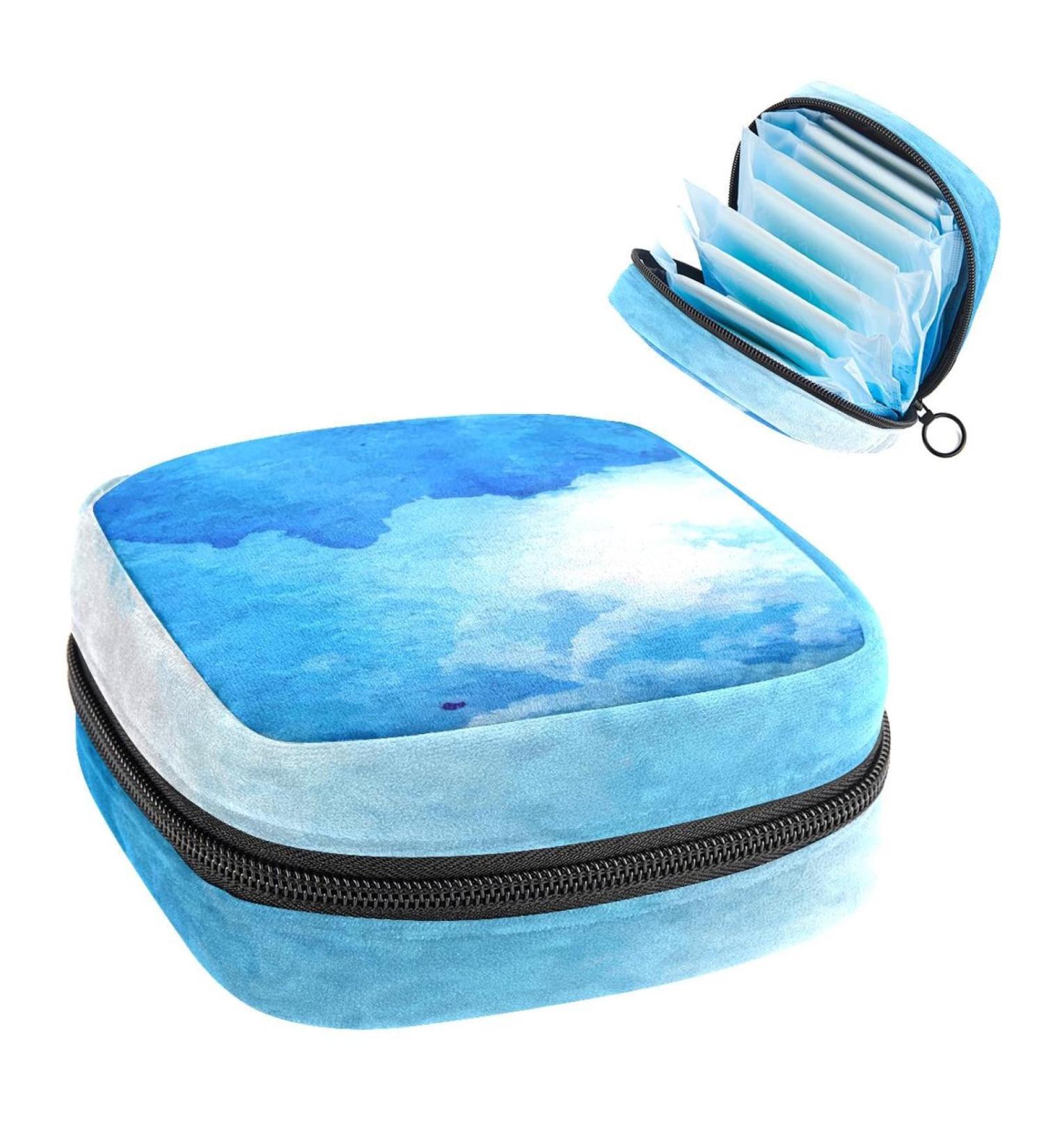 GIAPB Period Bag - Blue Art Cloud Color | Sanitary Napkin Storage & Travel Makeup Pouch - Buy Online on GoSupps.com
