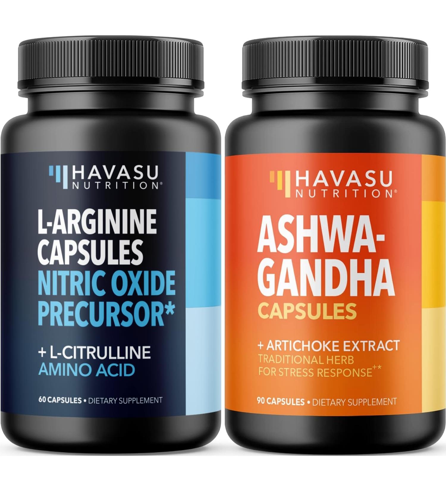 HAVASU NUTRITION High Strength Ashwagandha Supplement Capsules (45 Servings) & L Arginine L Citrulline Supplement (30 Servings) - Buy Online on GoSupps.com
