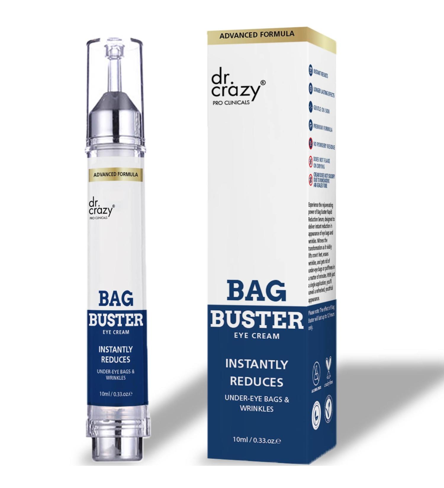 Bag Buster Eye Cream - Instant Reduction & Anti-Aging | Rapid Lift for Wrinkles Dark Circles & Fine Lines | Powdery Residue Free | 10ml - Buy Online on GoSupps.com