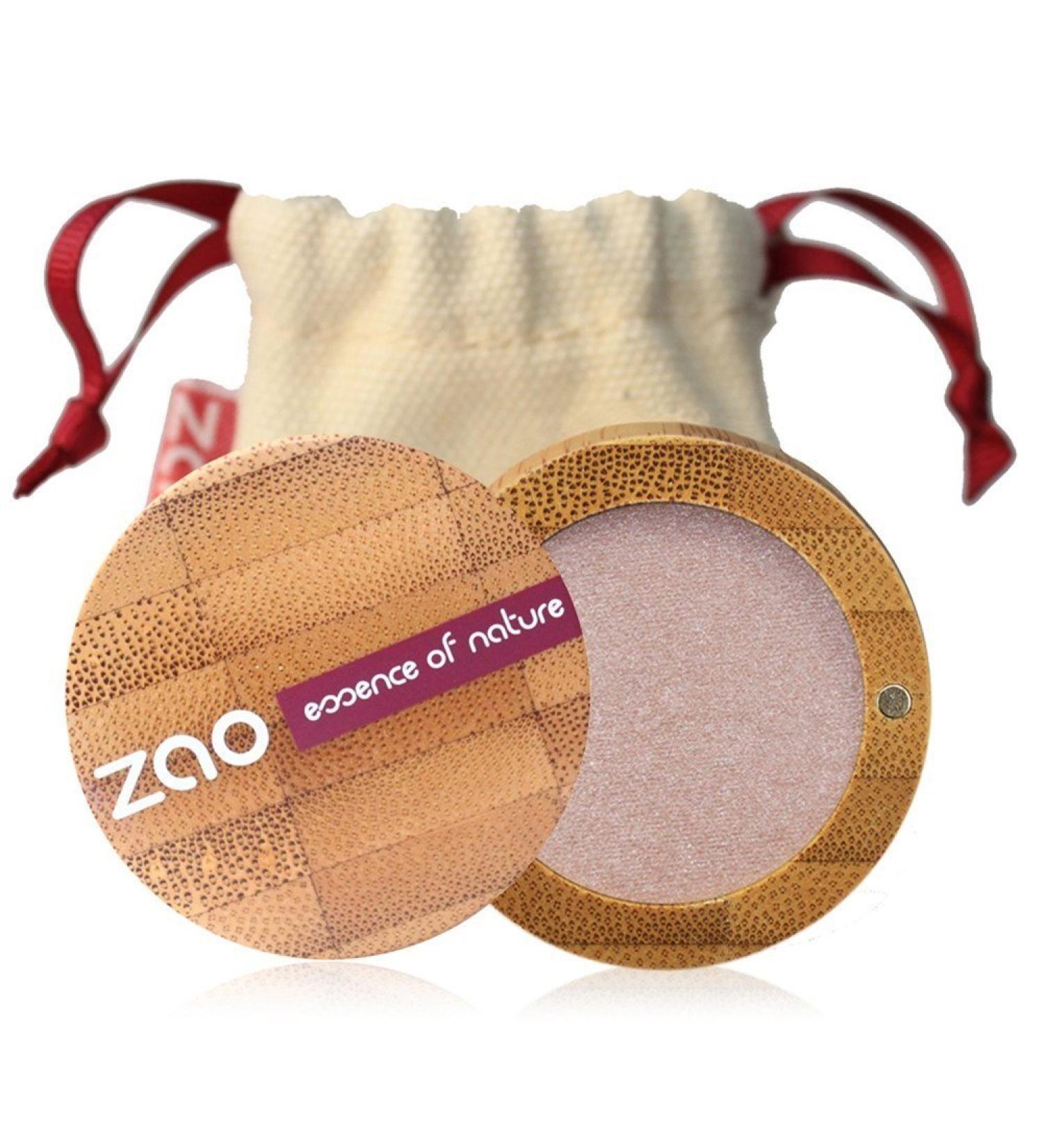 ZAO Matt Eyeshadow 204 gold pink matt eyeshadow with glitter in a refillable bamboo container