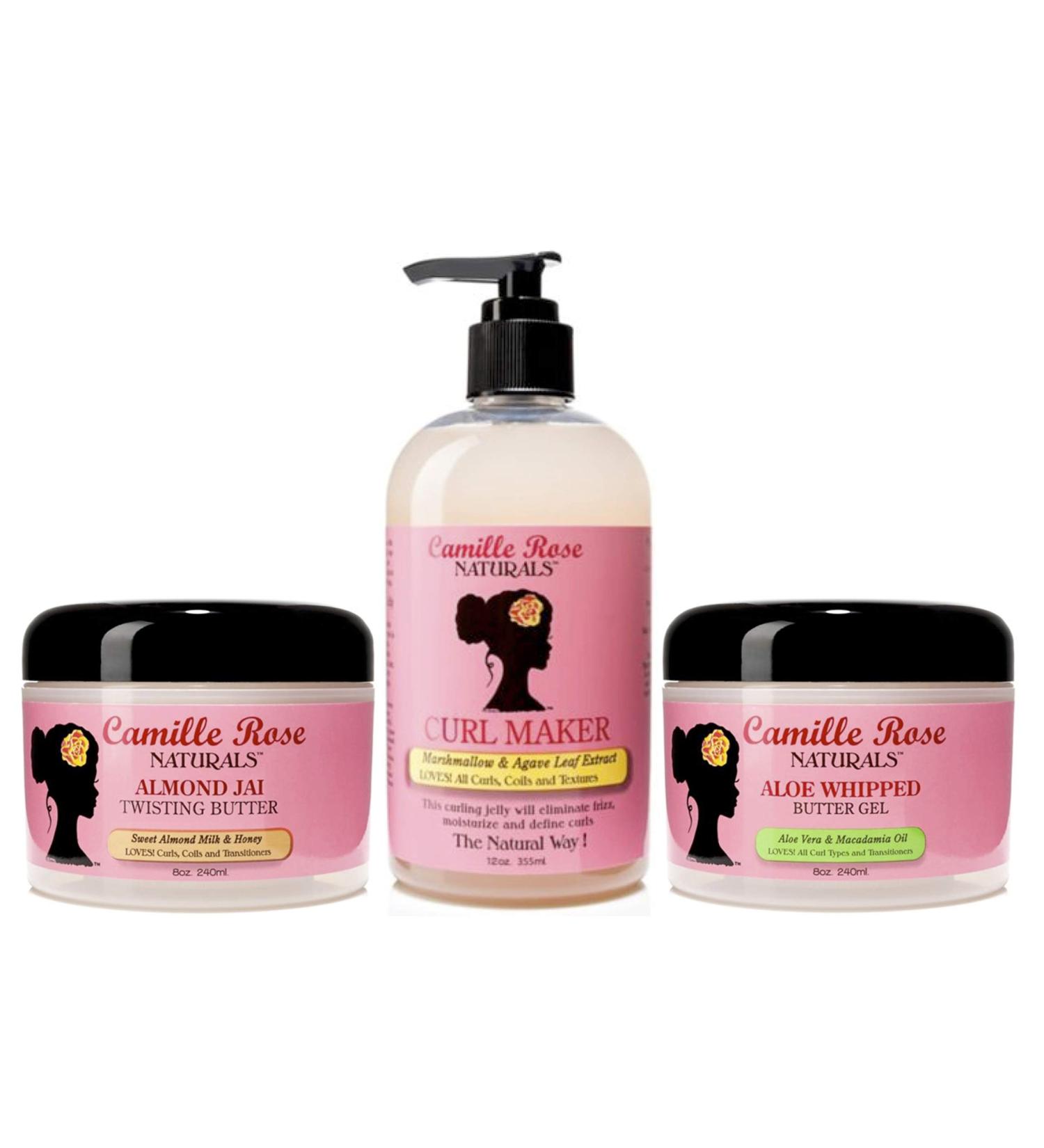 Camille Rose Naturals Almond Jai Twisting Butter 8oz with Curl Maker Defining Gel 12oz & Aloe Whipped Butter Gel 8oz - Buy Online on GoSupps.com