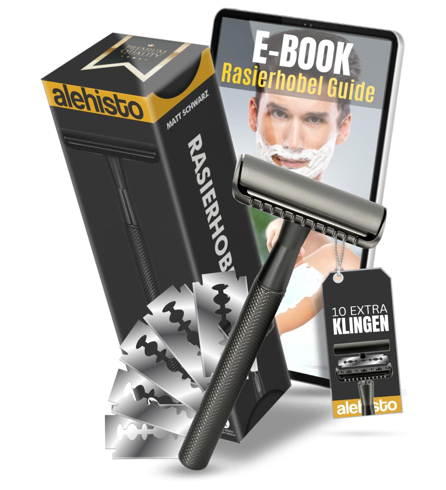 Alehisto Premium Razor Hobel | 10 Blades & Free E-Book | Eco-Friendly Wet Shaving for Men & Women | Sustainable Plastic-Free Grooming - Buy Online on GoSupps.com