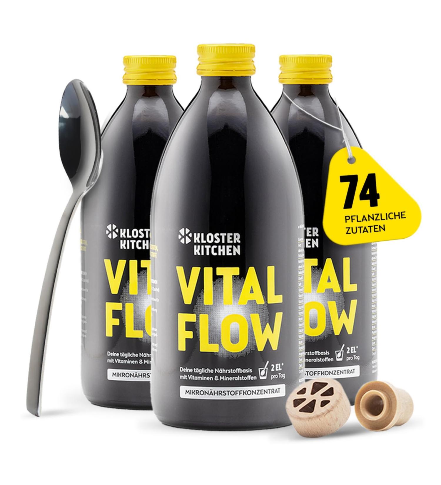  Kloster Kitchen Kloster Kitchen Vital Flow Micronutrient Concentrate | 3 x 500 ml 3 months 74 ingredients | Fruits vegetables and herbs Vitamins minerals and trace elements | Micronutrient liquid juice - Buy Online on GoSupps.com