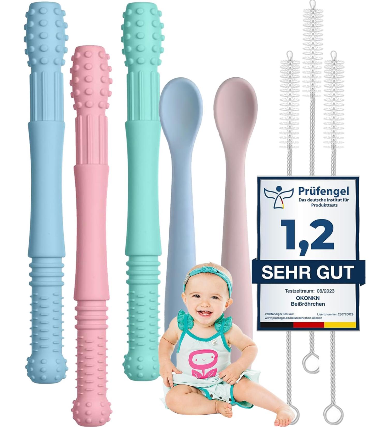 Buy Okonkn Bite Tube Baby 5 Set - BPA-Free Silicone Dental Aid & Teething Ring for Boys & Girls (3 Months +) | Safe Baby Accessories - Buy Online on GoSupps.com