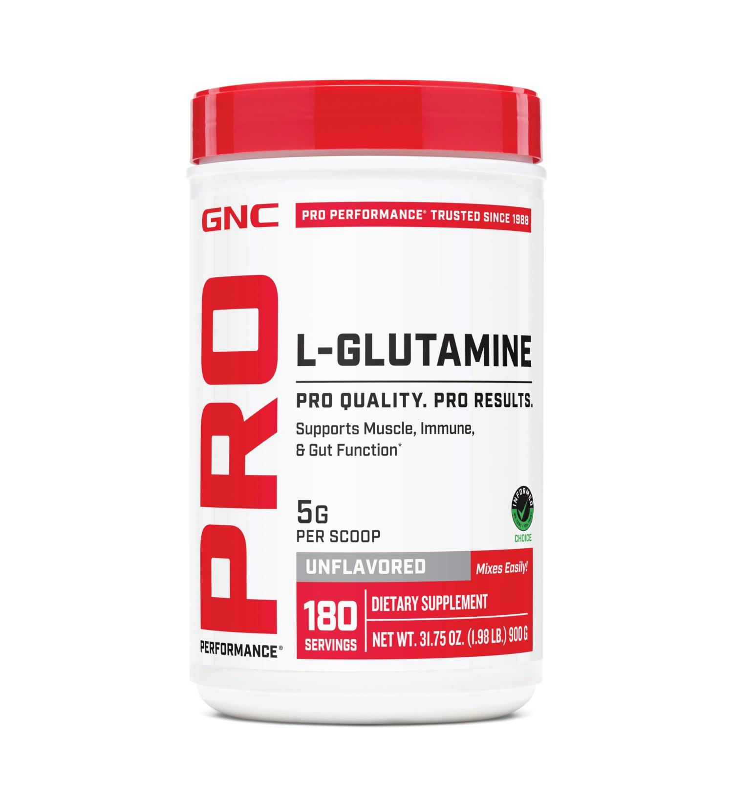 GNC Pro Performance L-Glutamine 5000mg Amino Acid Supplement Powder Supports Muscle Recovery Function Immune System Plays Key Role in Protein Synthesis Unflavored 181 Servings